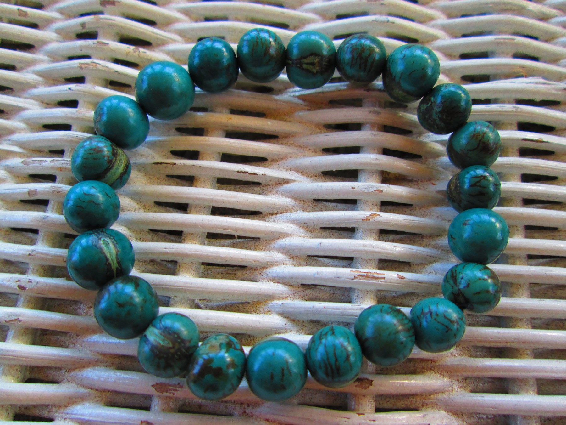 Tiger Turquoise Acai Bead Elastic Bracelet, Buy ONE Get ONE FREE 1132