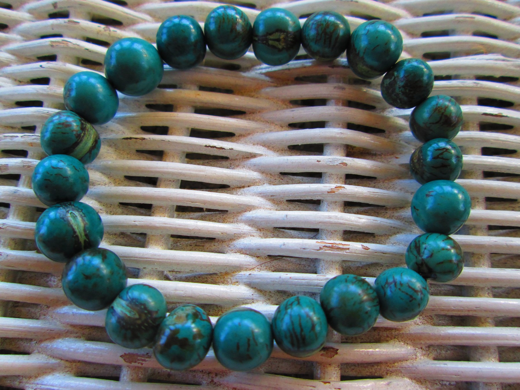 Tiger Turquoise Acai Bead Elastic Bracelet, Buy ONE Get ONE FREE 1132, detail 2