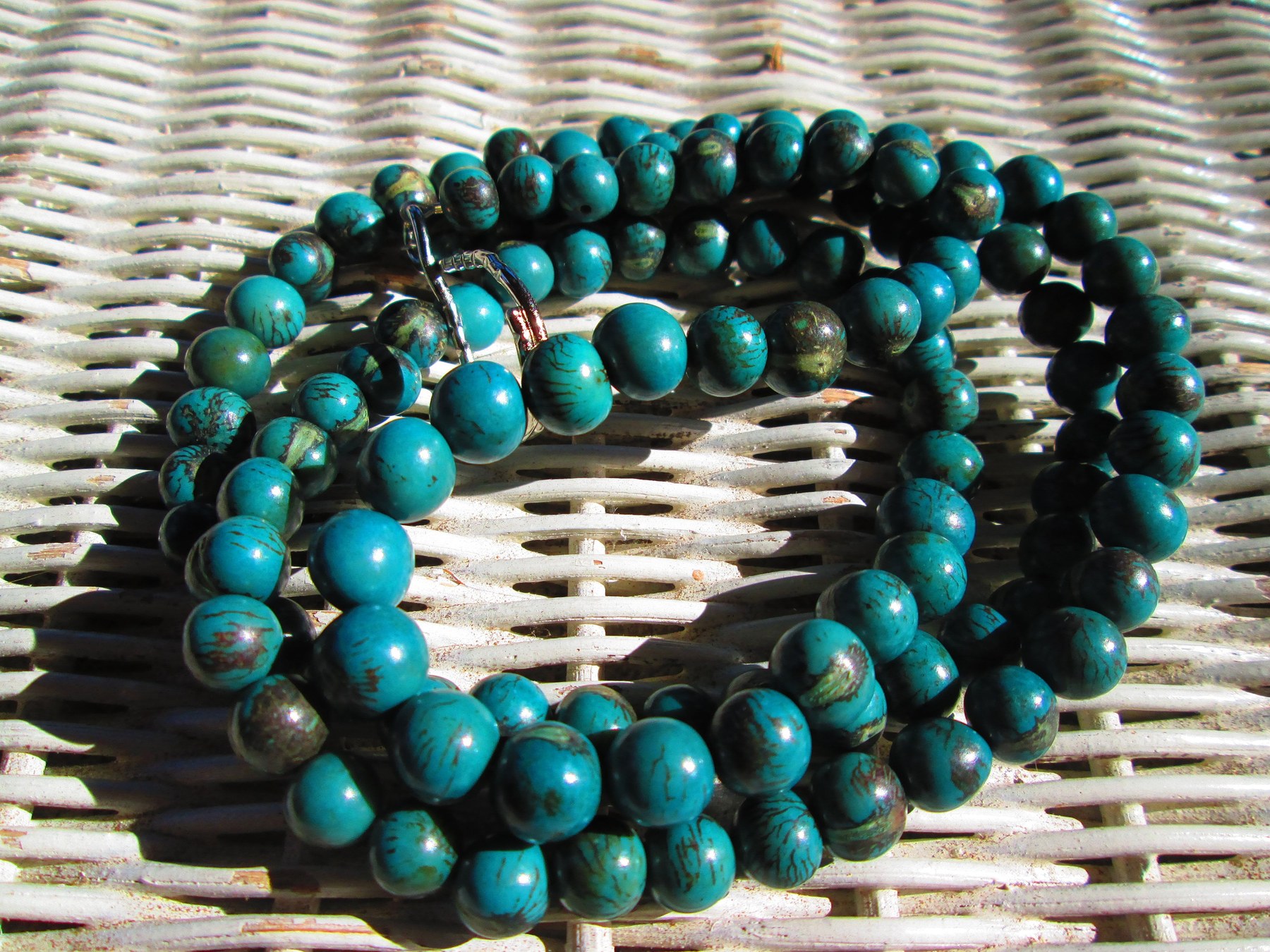 Handmade Tiger Turquoise Acai Bead Lanyard, 824