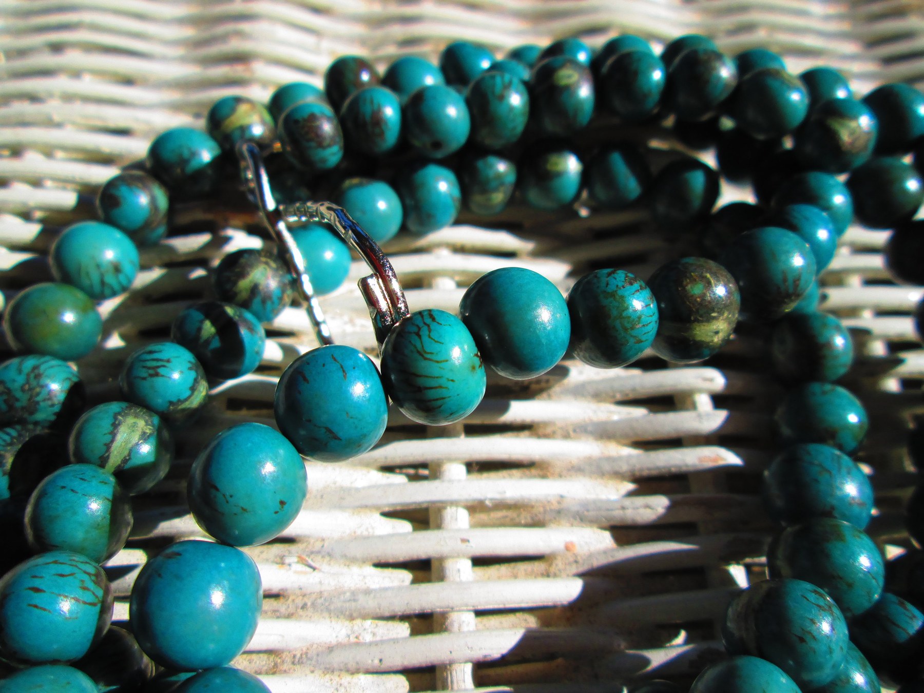 Handmade Tiger Turquoise Acai Bead Lanyard, 824, detail 3