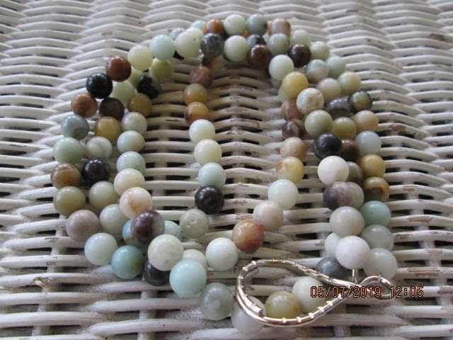 Amazonite 8mm Beaded Lanyard, Natural Gemstone ID Badge Holder Necklace, Eyeglass Chain, Teacher Nurse Gift, Handmade Jewelry, detail 4