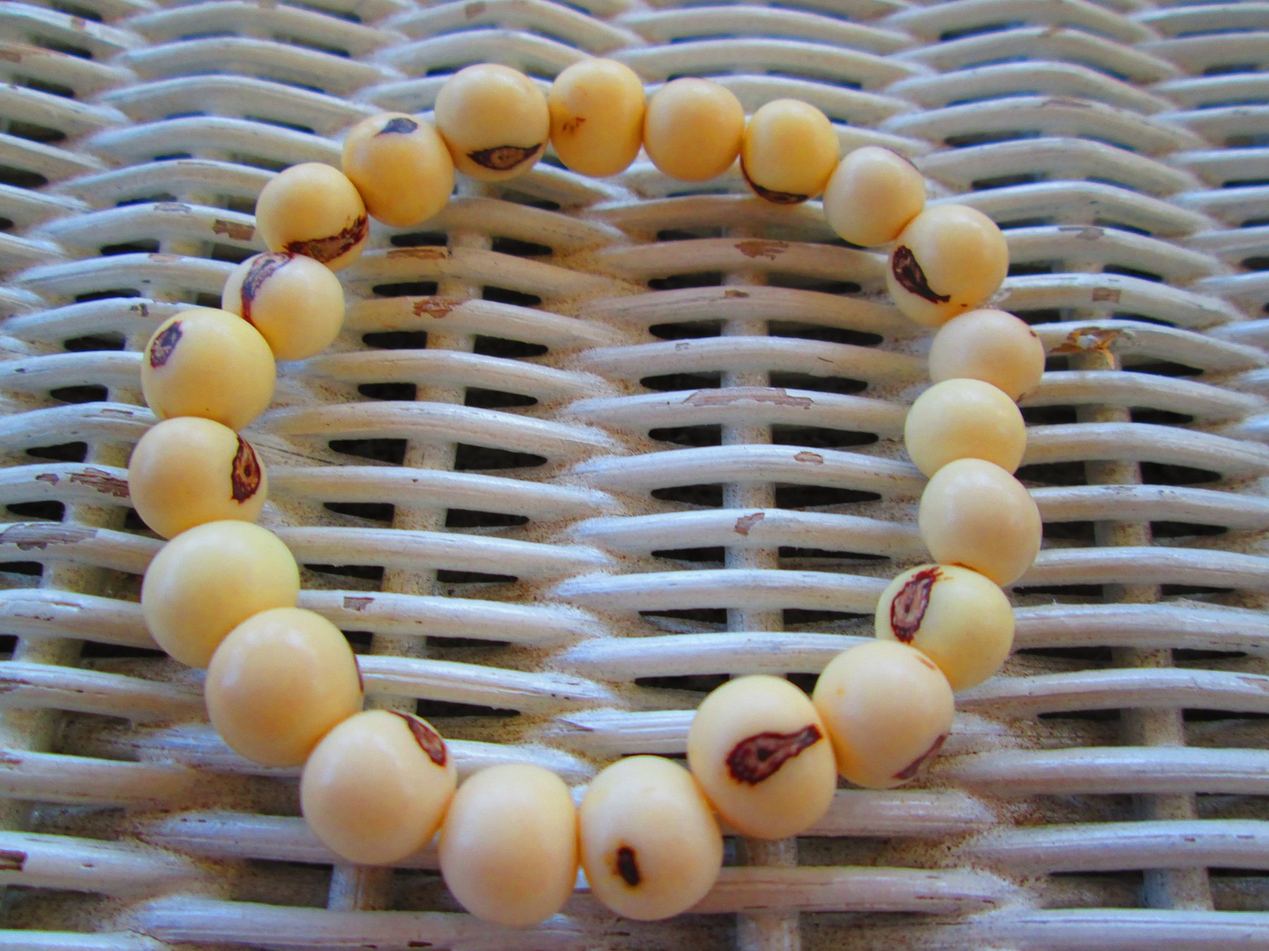 Handmade White Acai Beaded Bracelet: Elastic Cord, Natural Jewelry,BUY one GET one FREE 1122
