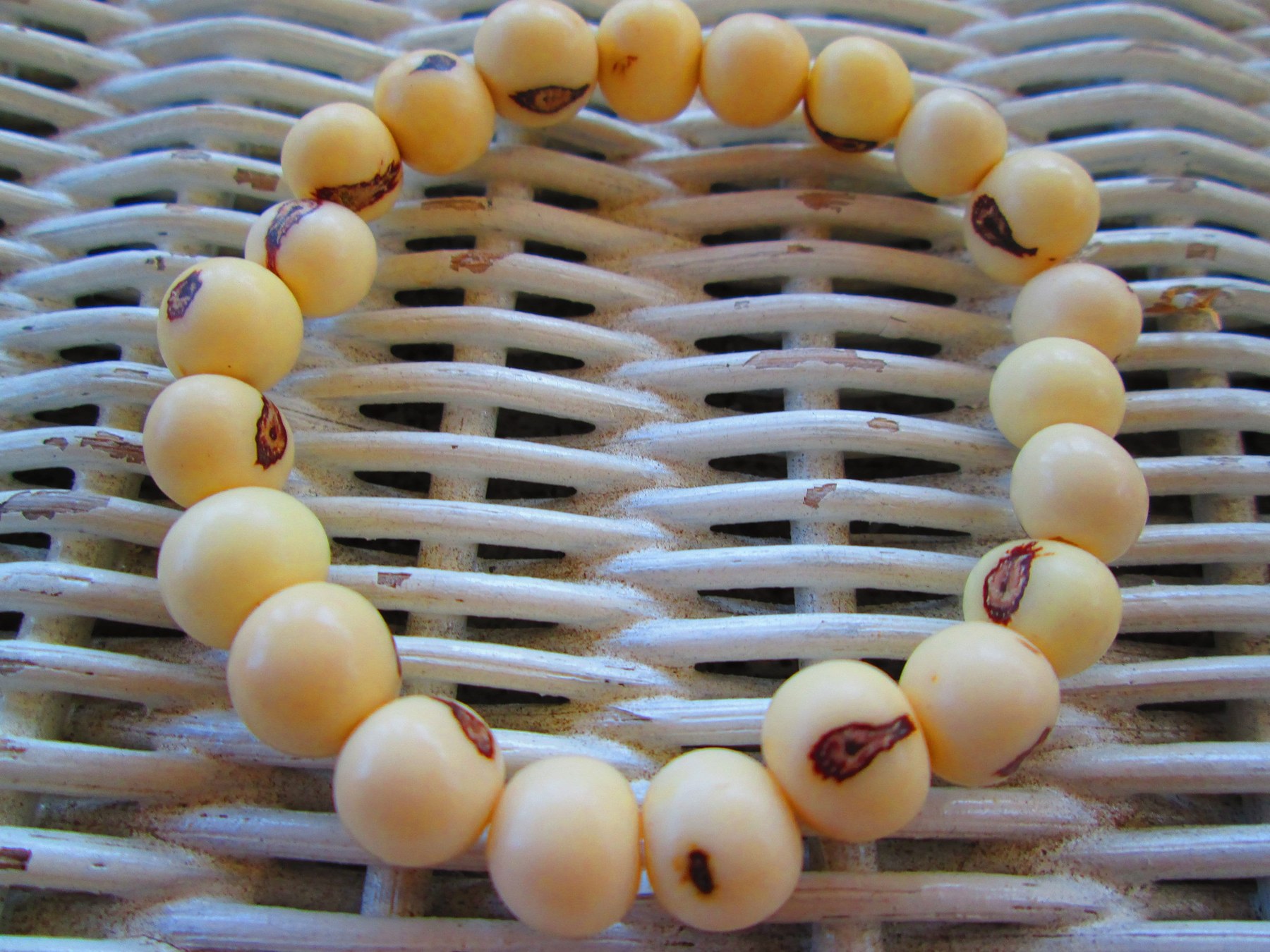 Handmade White Acai Beaded Bracelet: Elastic Cord, Natural Jewelry,BUY one GET one FREE 1122, detail 3