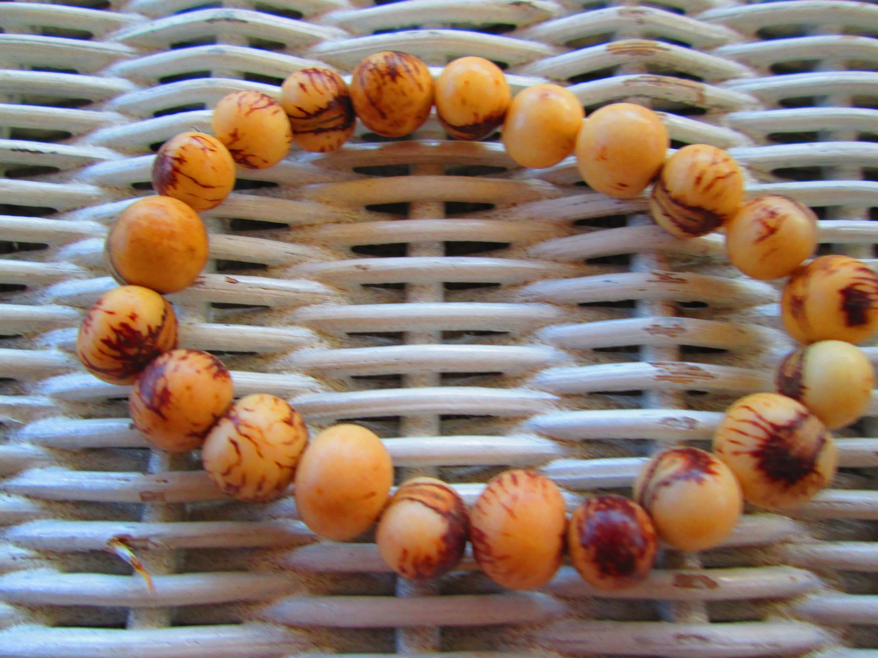 Bracelet, Natural Cream Acai Beads Elastic Handmade Beaded Bracelet, Buy ONE Get ONE FREE Handmade Bead Bracelet, 1128
