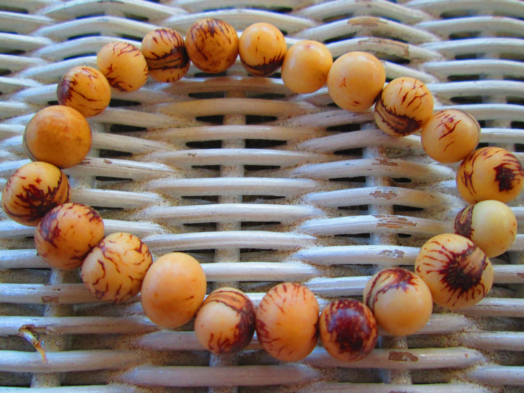 Bracelet, Natural Cream Acai Beads Elastic Handmade Beaded Bracelet, Buy ONE Get ONE FREE Handmade Bead Bracelet, 1128, detail 3
