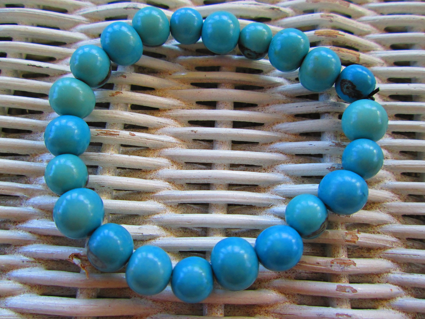 Handmade Light Denim Blue Acai Bead Bracelet, Amazon Beads, 1135