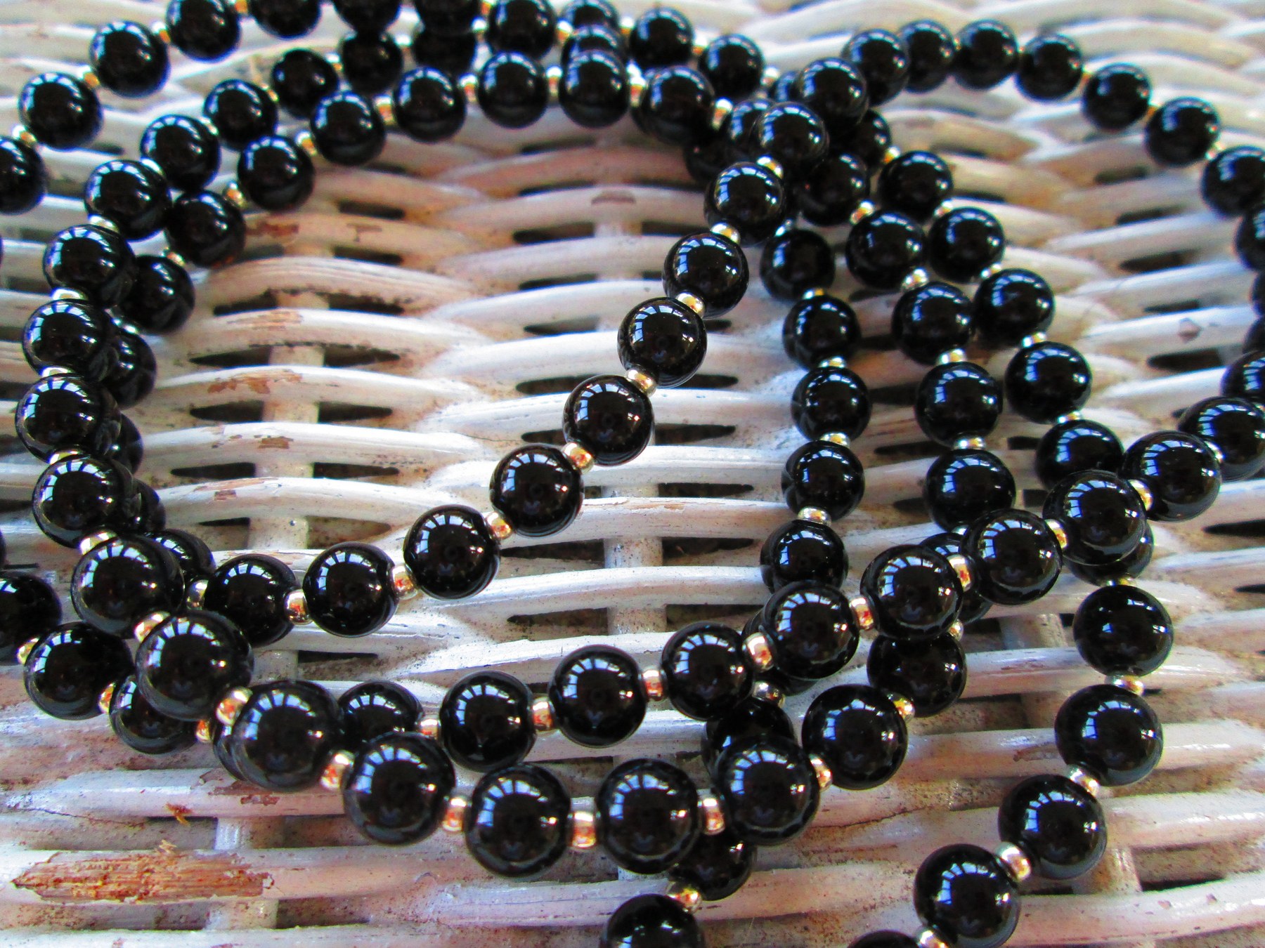 Black Jasper Beaded Lanyard, Natural Gemstone ID Badge Holder Necklace, Eyeglass Chain, Teacher Nurse Gift, Handmade, detail 4