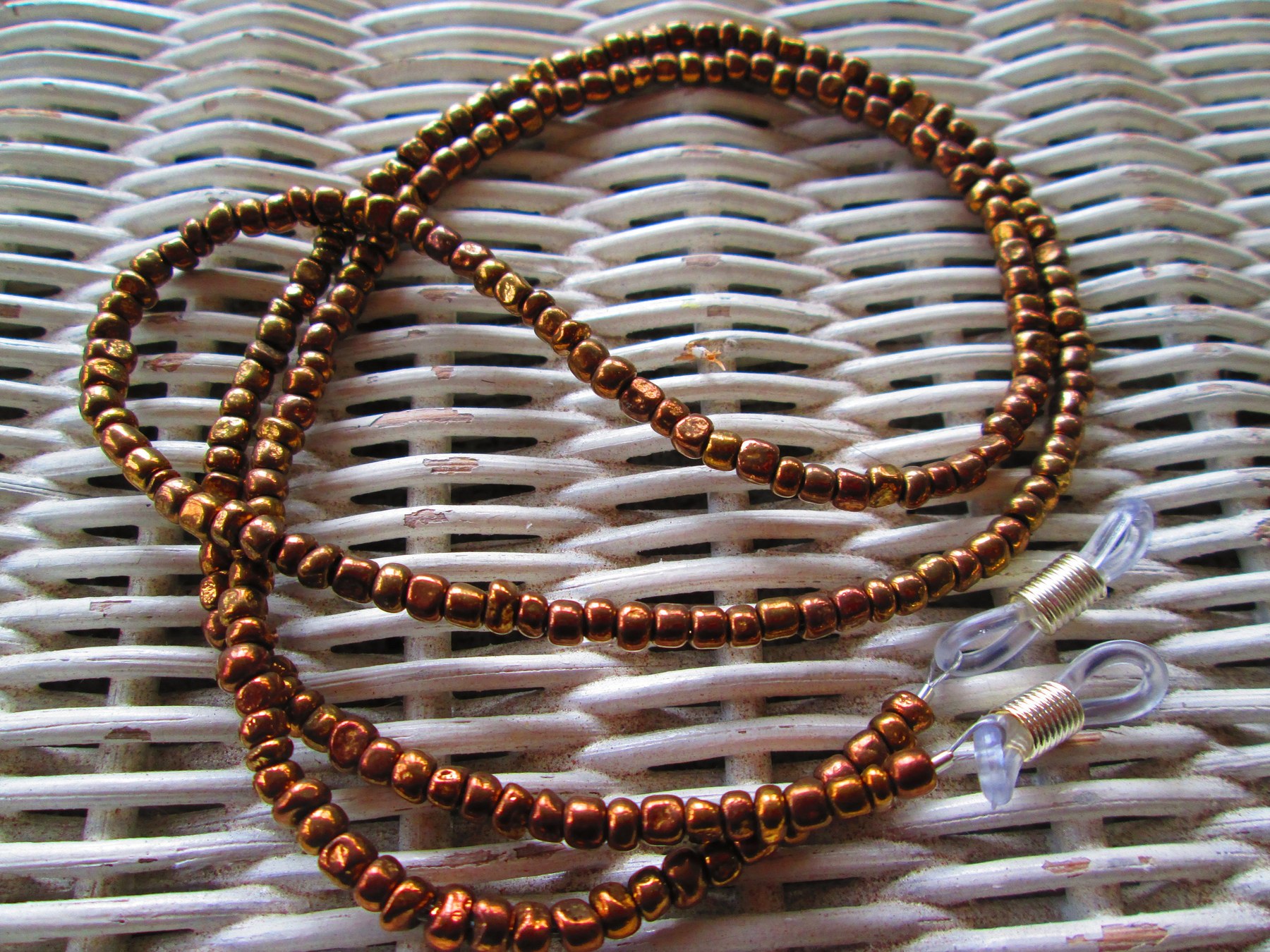 Handmade Bronze Seed Bead Eyeglass Chain, 1052
