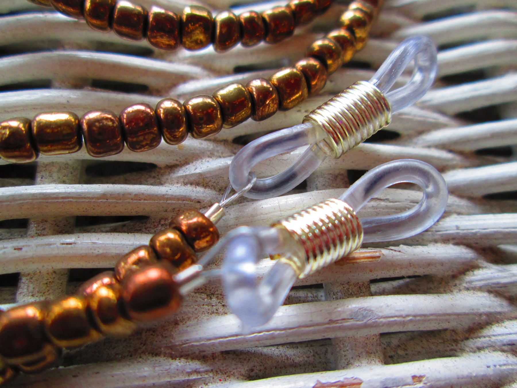 Handmade Bronze Seed Bead Eyeglass Chain, 1052, detail 2