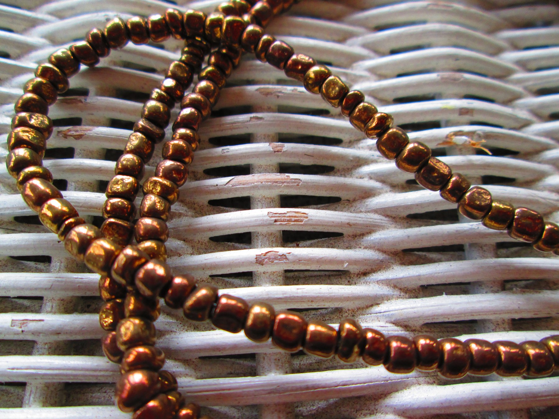 Handmade Bronze Seed Bead Eyeglass Chain, 1052, detail 3