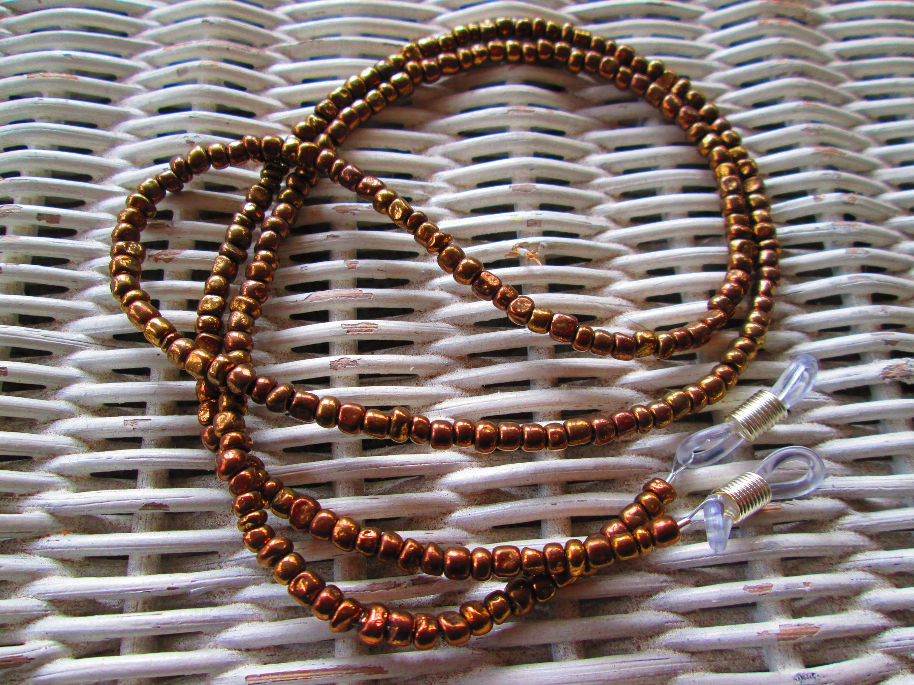 Handmade Bronze Seed Bead Eyeglass Chain, 1052, detail 4
