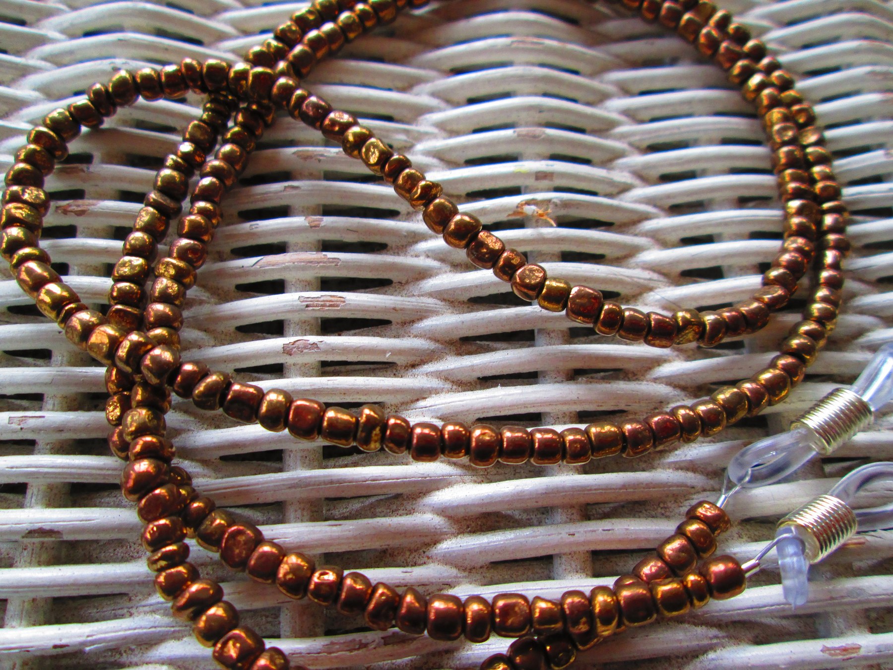 Handmade Bronze Seed Bead Eyeglass Chain, 1052, detail 5