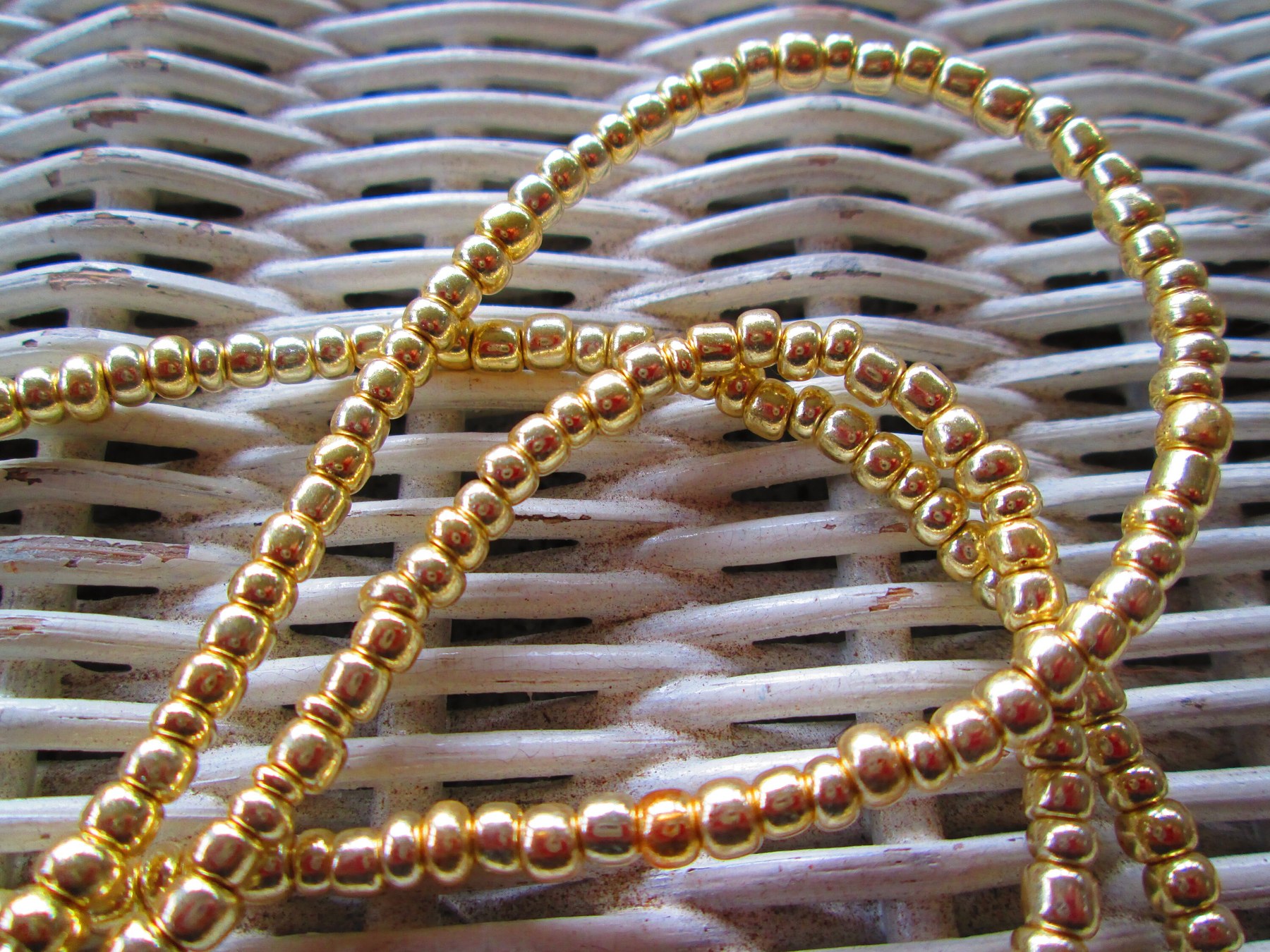 Handmade Light Gold Seed Bead Eyeglass Chain, 1051, detail 3