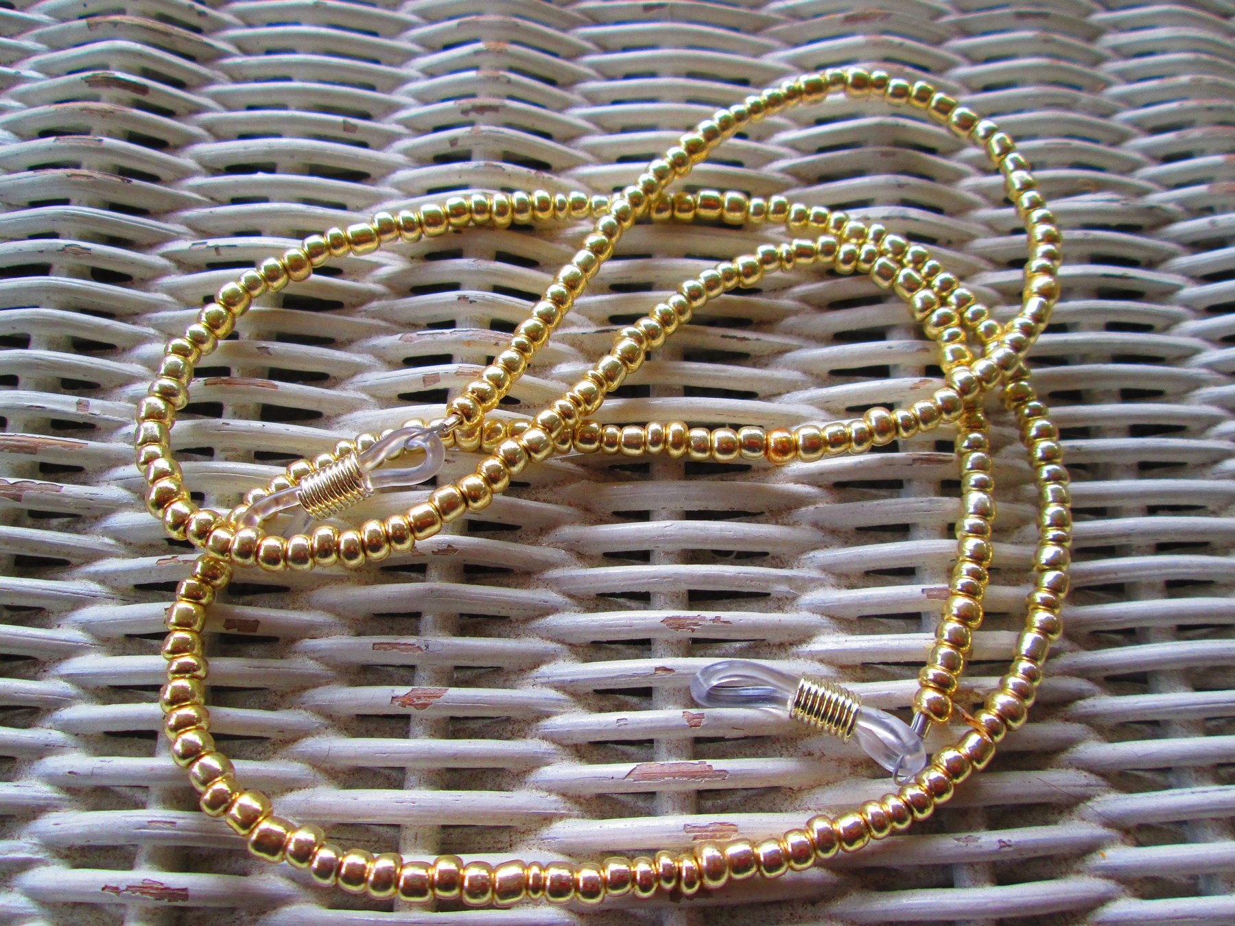 Handmade Light Gold Seed Bead Eyeglass Chain, 1051, detail 4