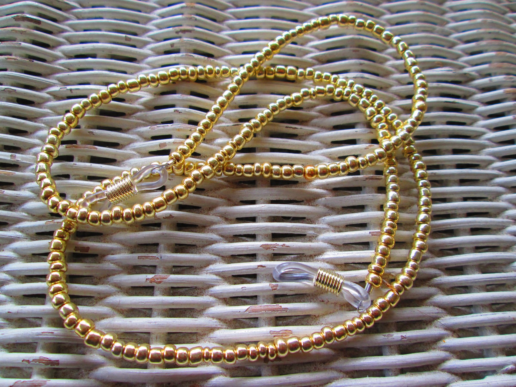 Handmade Light Gold Seed Bead Eyeglass Chain, 1051, detail 5