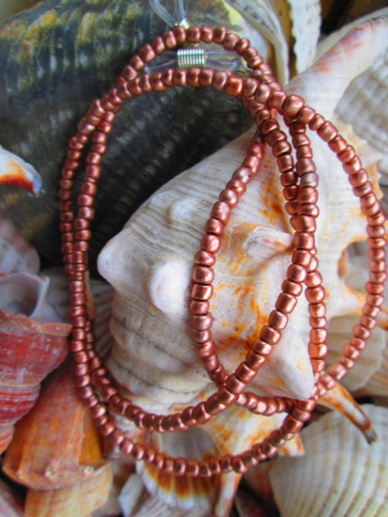 Handmade Rose Gold Seed Bead Eyeglass Chain, 1050, detail 2