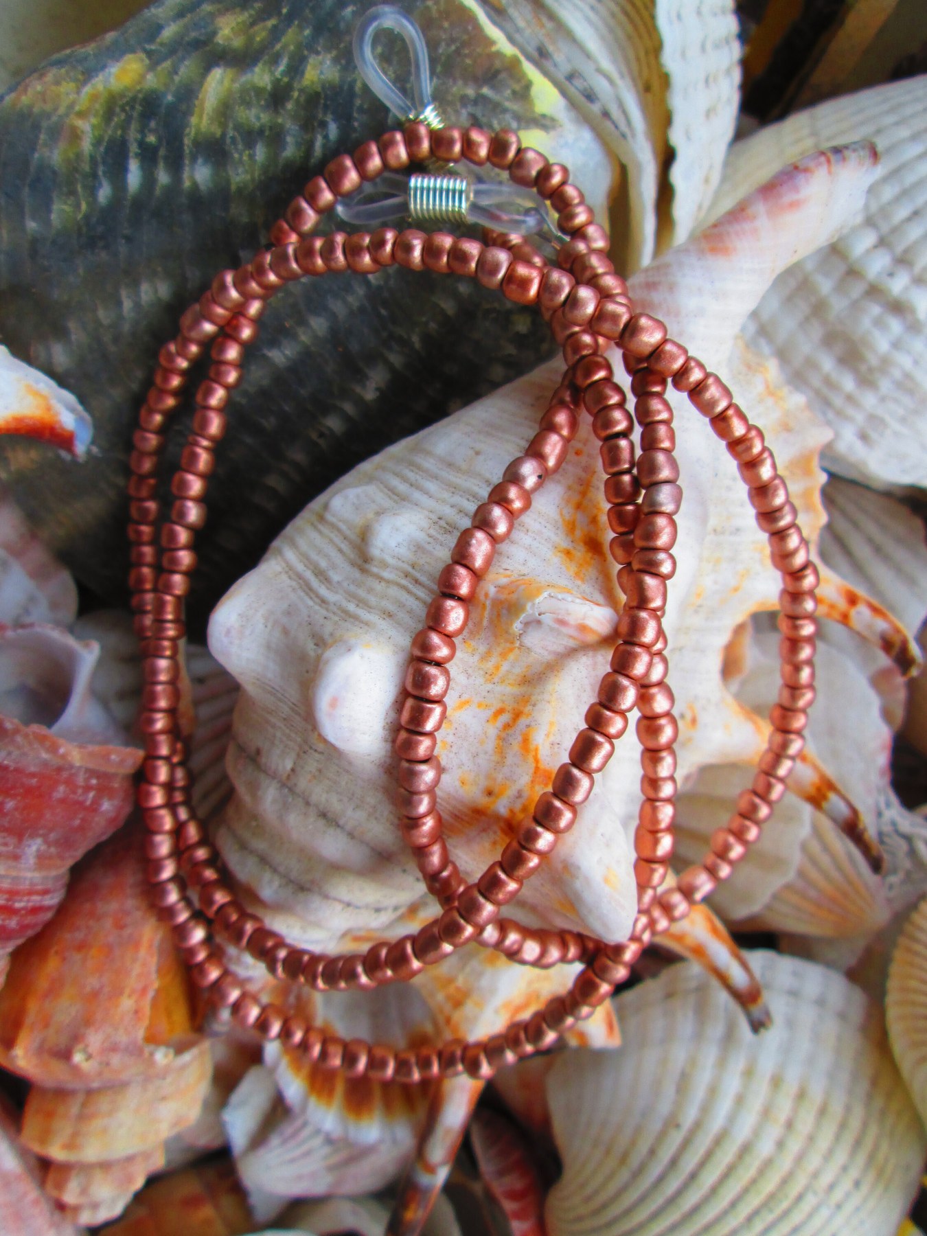 Handmade Rose Gold Seed Bead Eyeglass Chain, 1050, detail 4