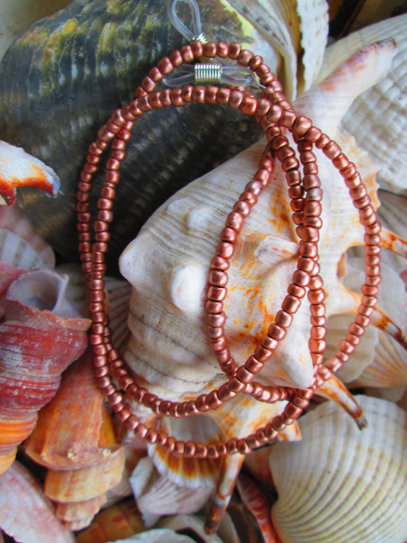 Handmade Rose Gold Seed Bead Eyeglass Chain, 1050, detail 5