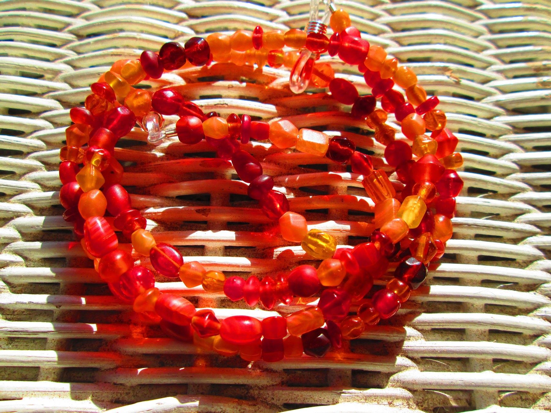 Eyeglass chain, red-orange bead glass mix, 1053, detail 5