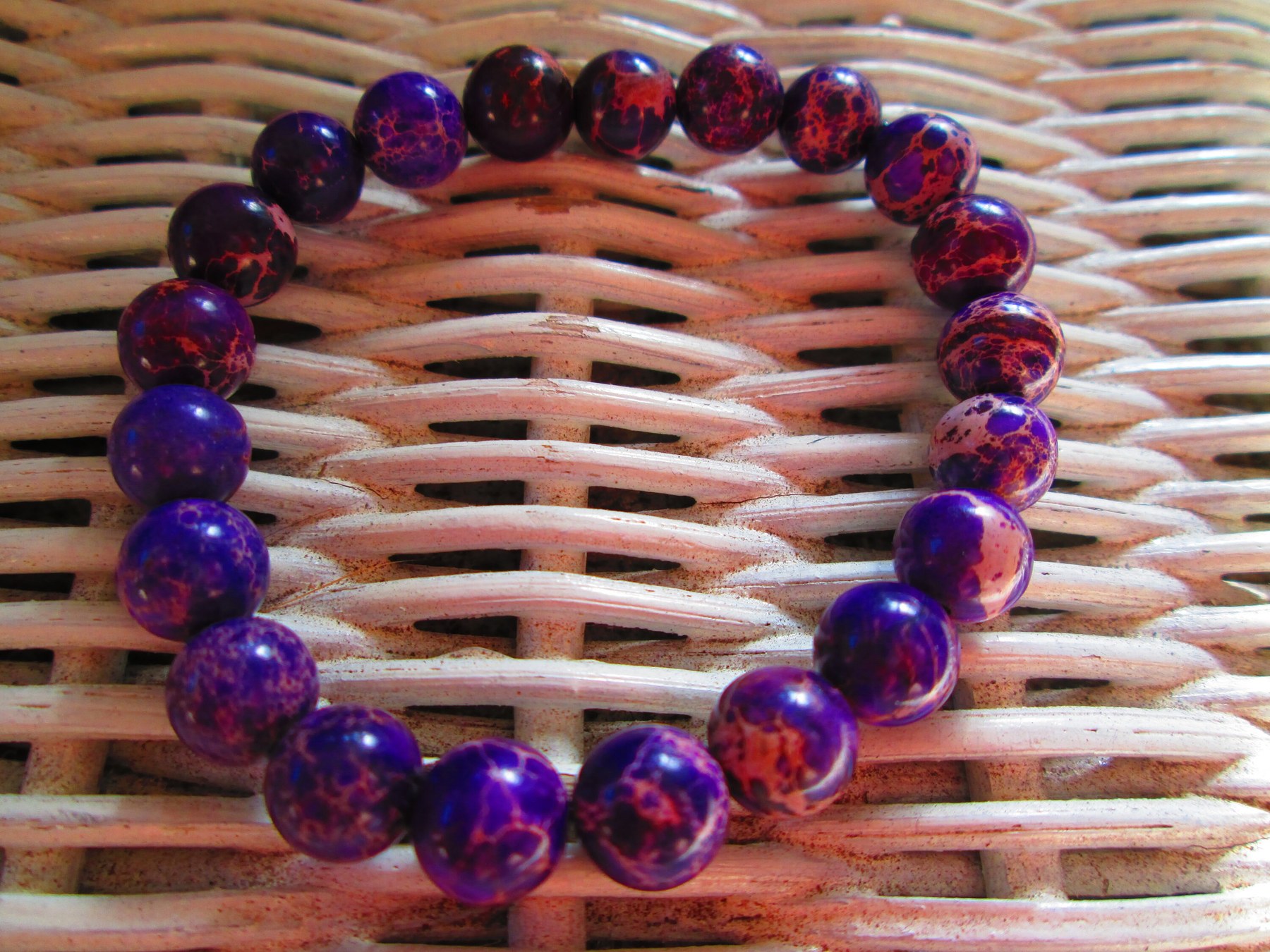 Purple Jasper Beaded Bracelet, Natural Gemstone Stretch Bracelet, Handmade Boho Jewelry, Gift for Her, detail 2