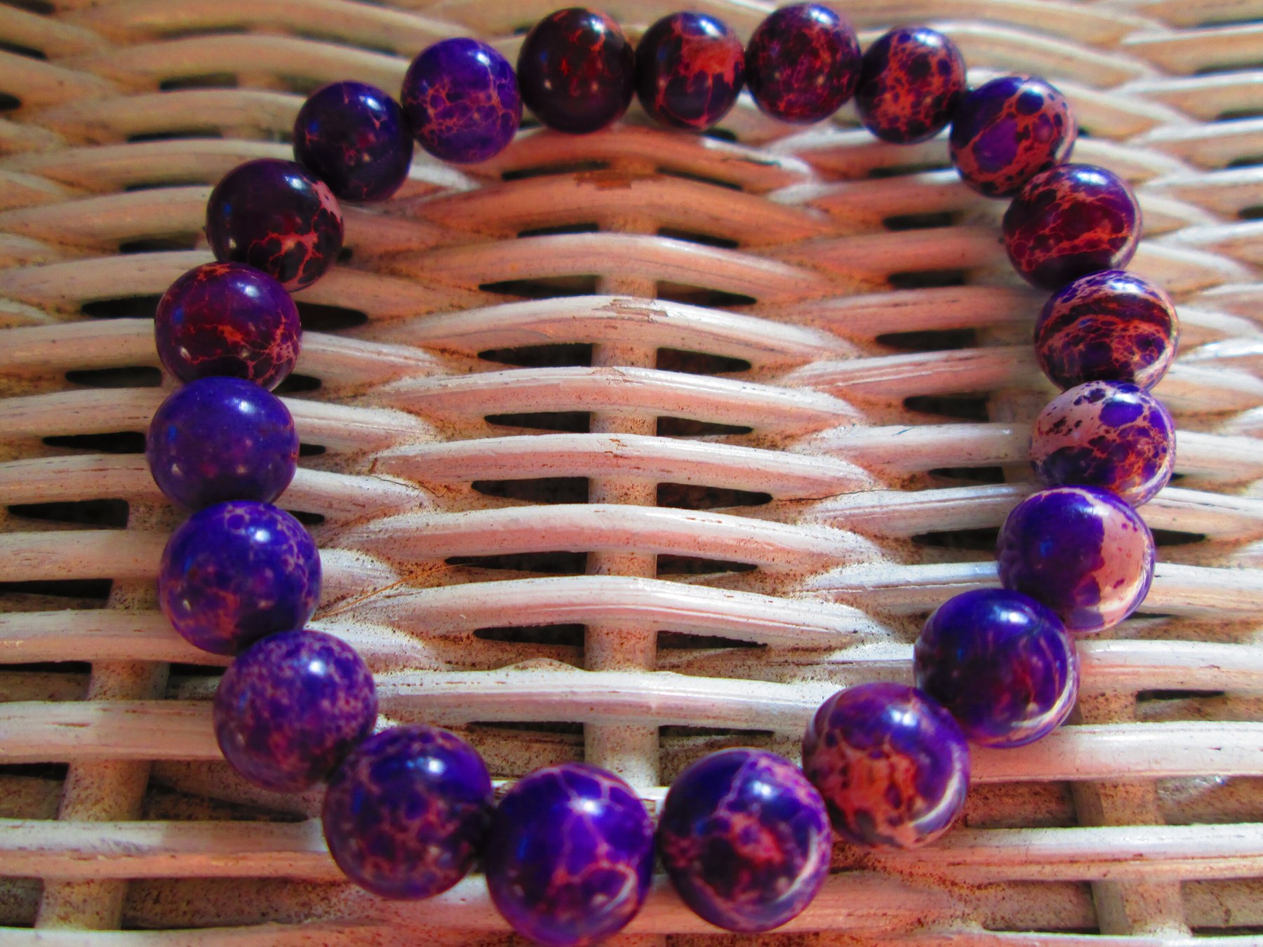 Purple Jasper Beaded Bracelet, Natural Gemstone Stretch Bracelet, Handmade Boho Jewelry, Gift for Her, detail 3