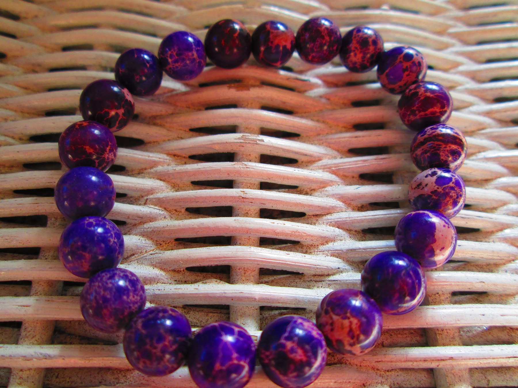 Purple Jasper Beaded Bracelet, Natural Gemstone Stretch Bracelet, Handmade Boho Jewelry, Gift for Her, detail 4