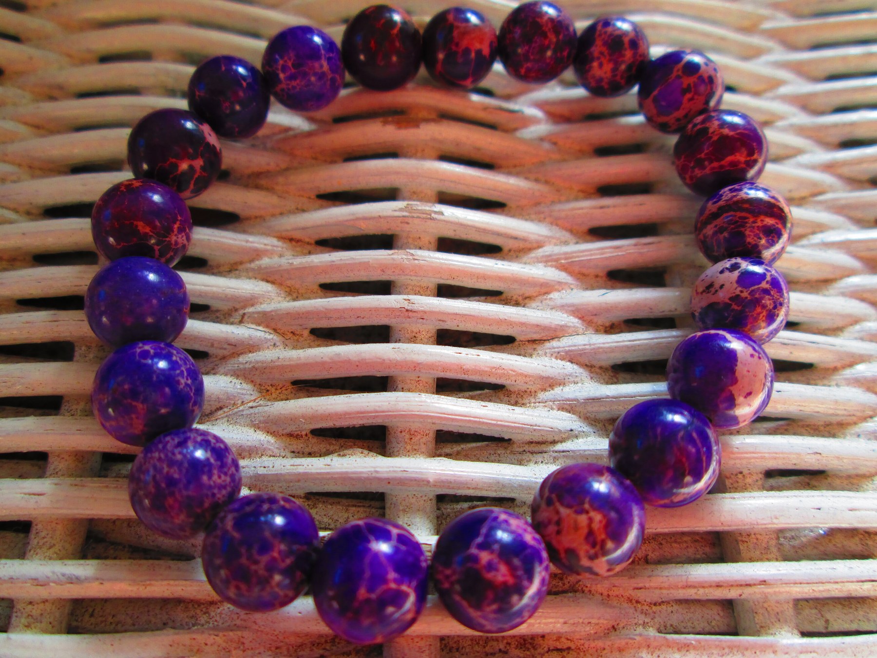Purple Jasper Beaded Bracelet, Natural Gemstone Stretch Bracelet, Handmade Boho Jewelry, Gift for Her, detail 5