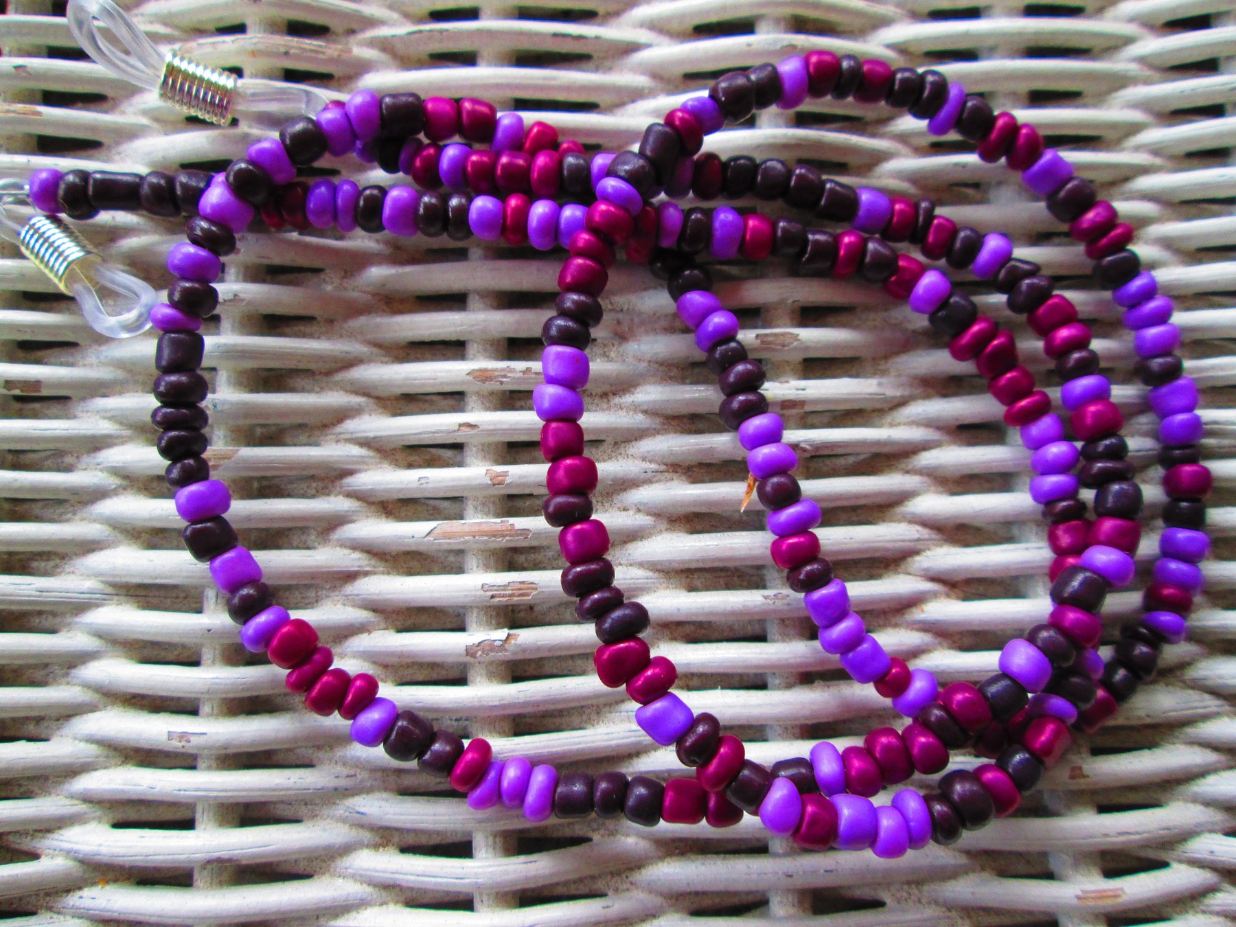 Purple Seed Bead Eyeglass Chain: Handmade Eyeglass Holder, 1047