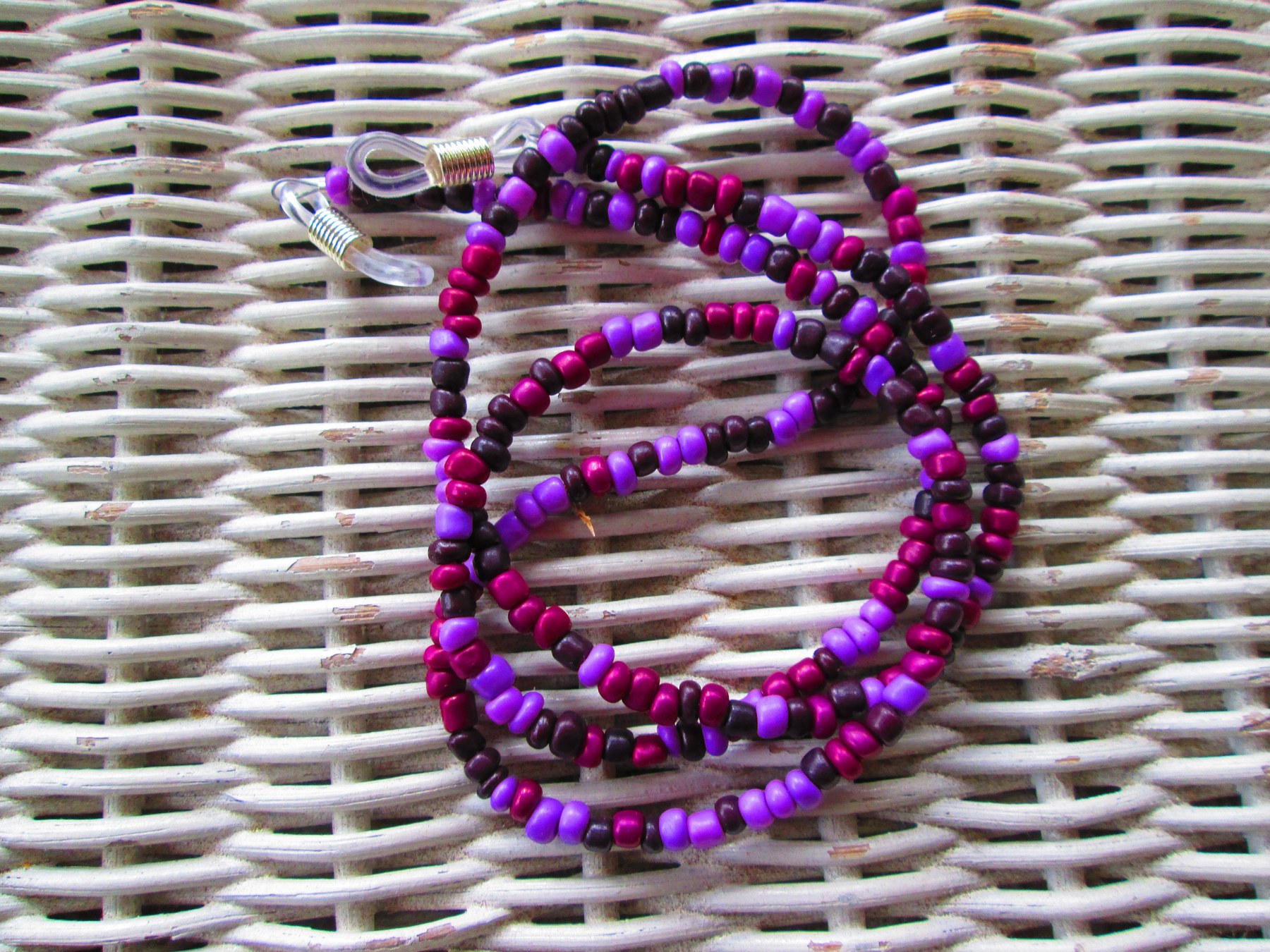Purple Seed Bead Eyeglass Chain: Handmade Eyeglass Holder, 1047, detail 2