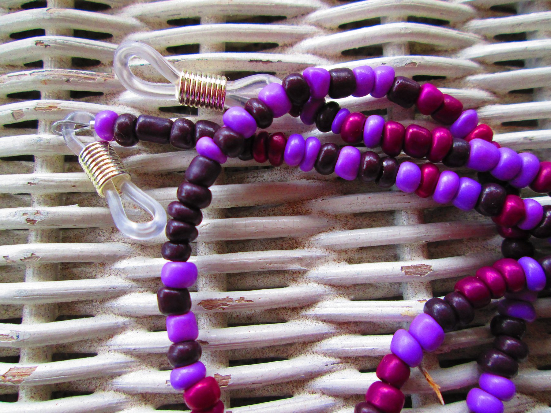 Purple Seed Bead Eyeglass Chain: Handmade Eyeglass Holder, 1047, detail 3