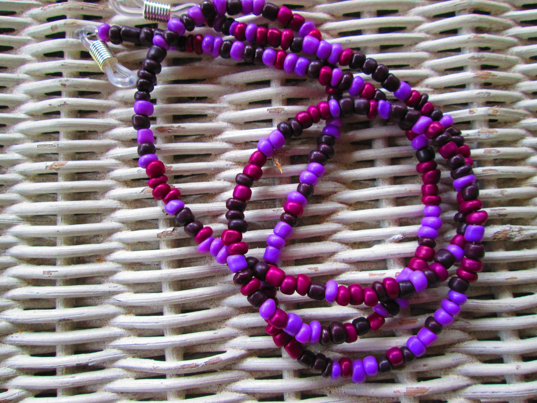 Purple Seed Bead Eyeglass Chain: Handmade Eyeglass Holder, 1047, detail 4