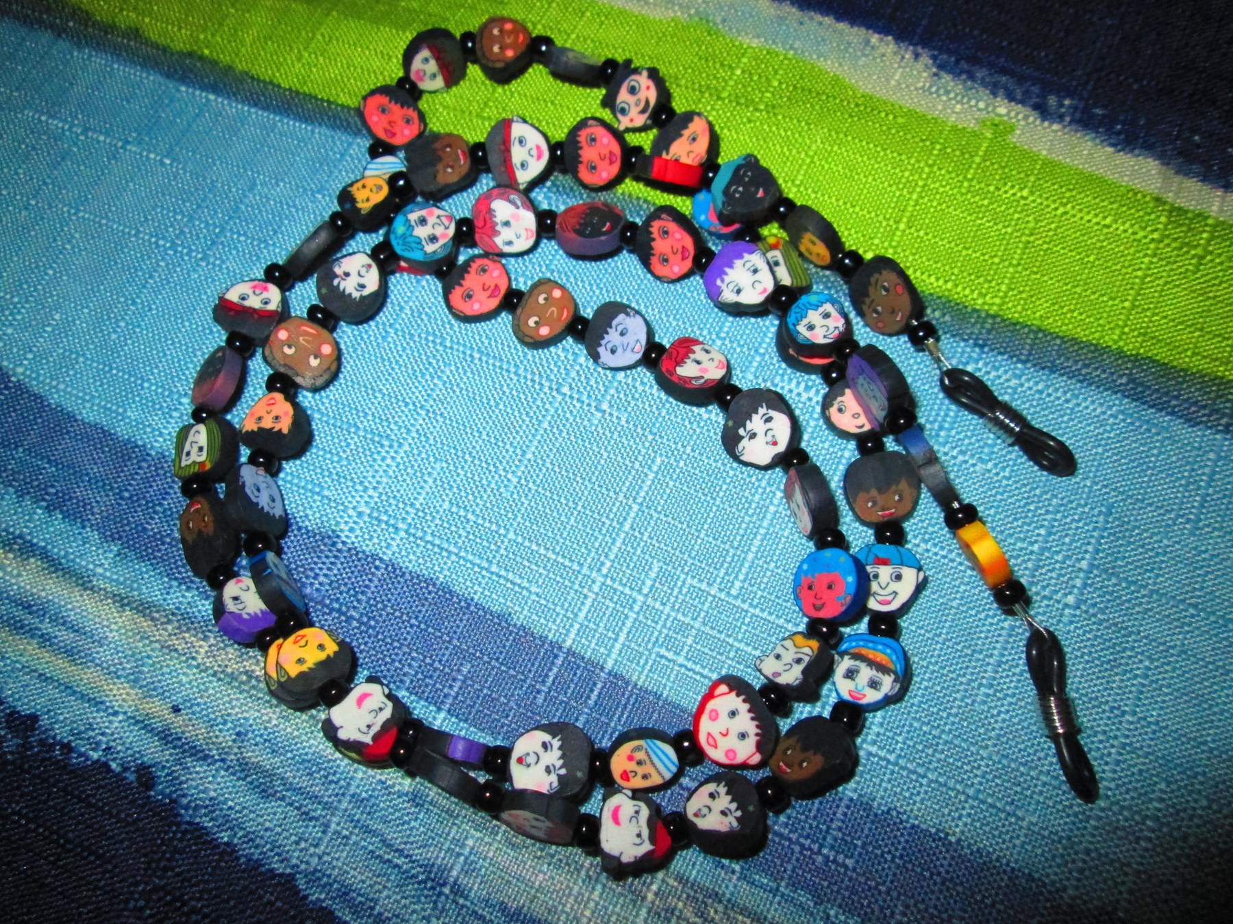 Fimo Beaded Glasses Chain: Children Faces Design, 1057