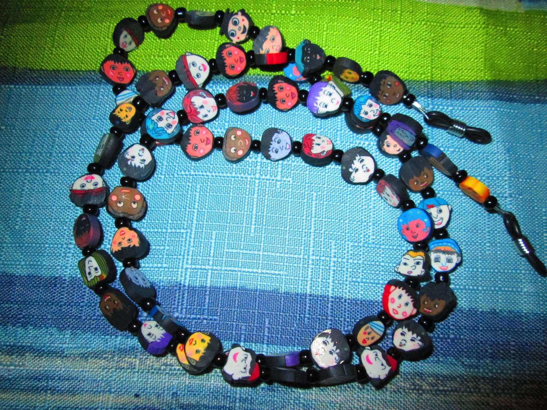 Fimo Beaded Glasses Chain: Children Faces Design, 1057, detail 2