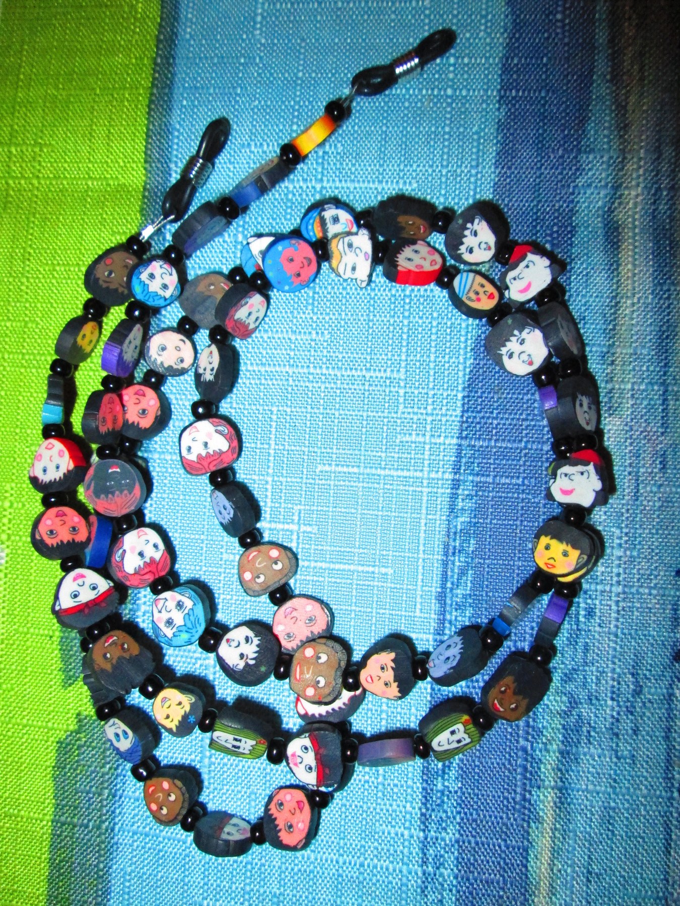 Fimo Beaded Glasses Chain: Children Faces Design, 1057, detail 3