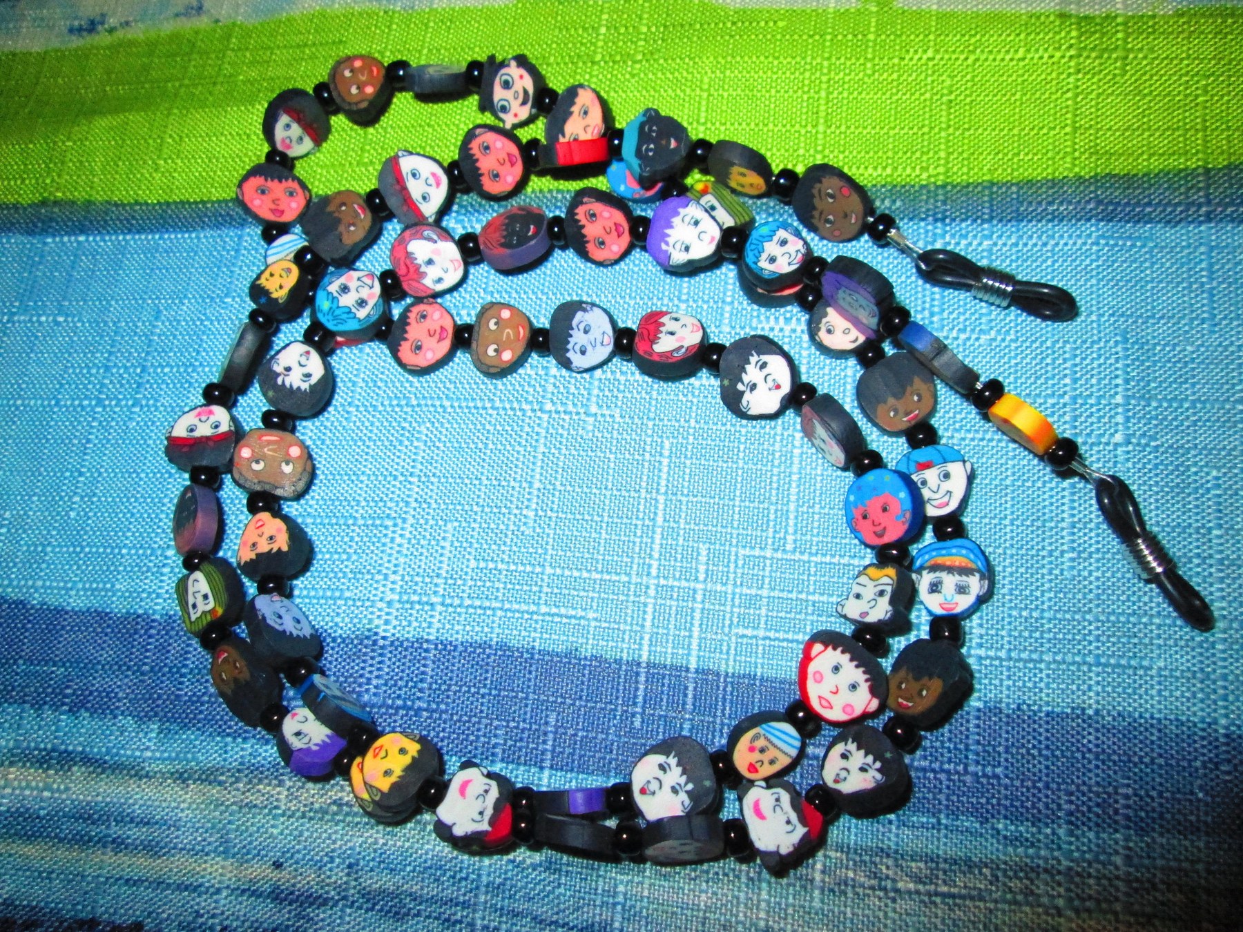 Fimo Beaded Glasses Chain: Children Faces Design, 1057, detail 4