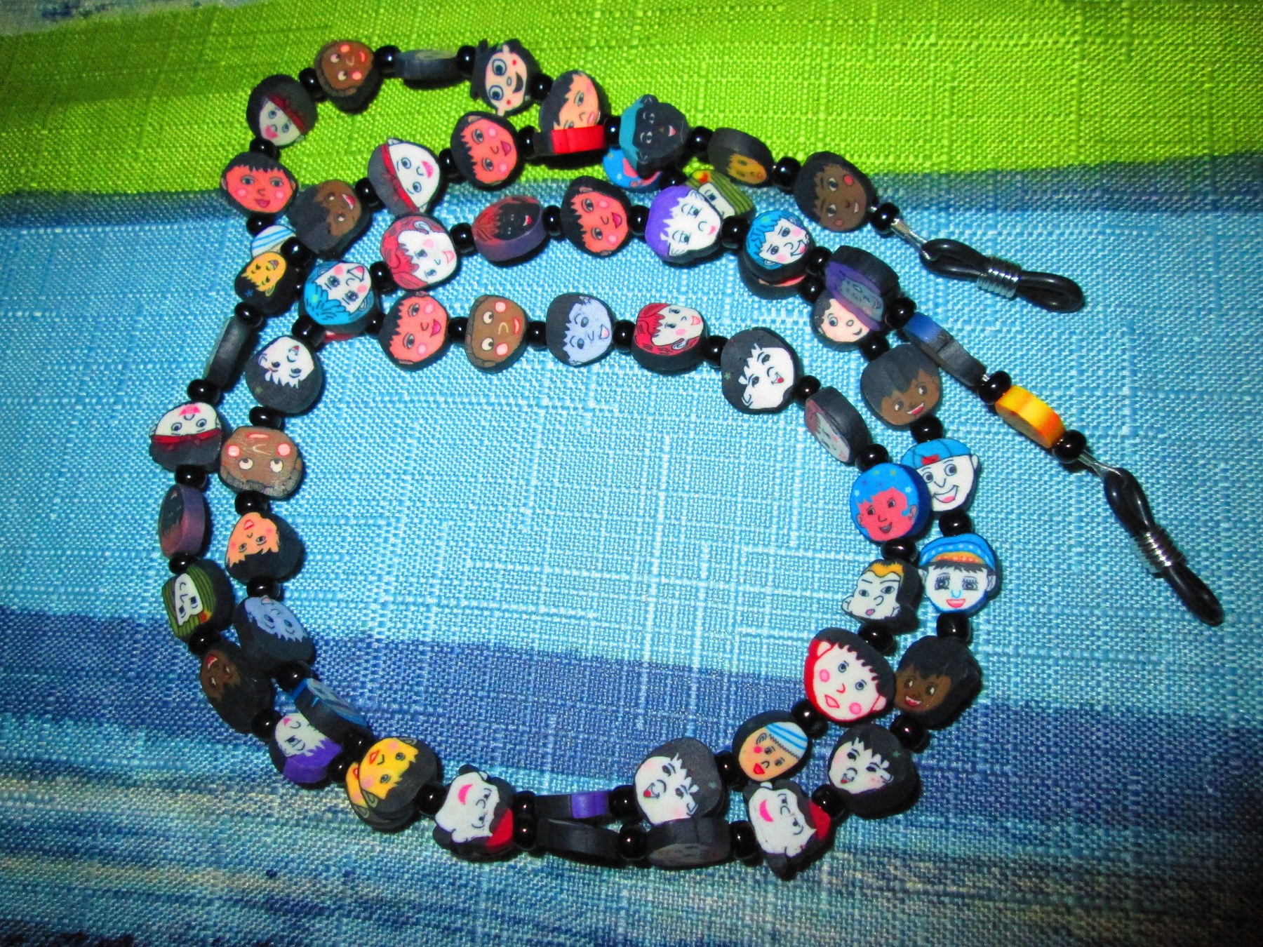 Fimo Beaded Glasses Chain: Children Faces Design, 1057, detail 5
