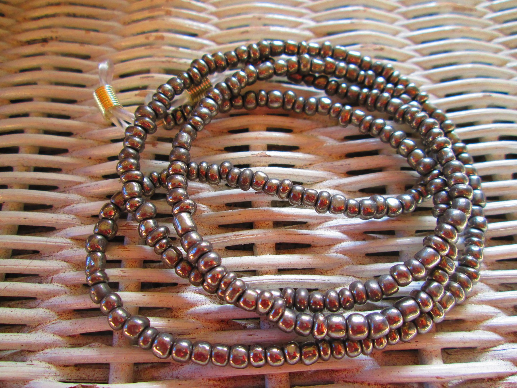 Handmade Silver Iris Beaded Eyeglass Chain, 1056