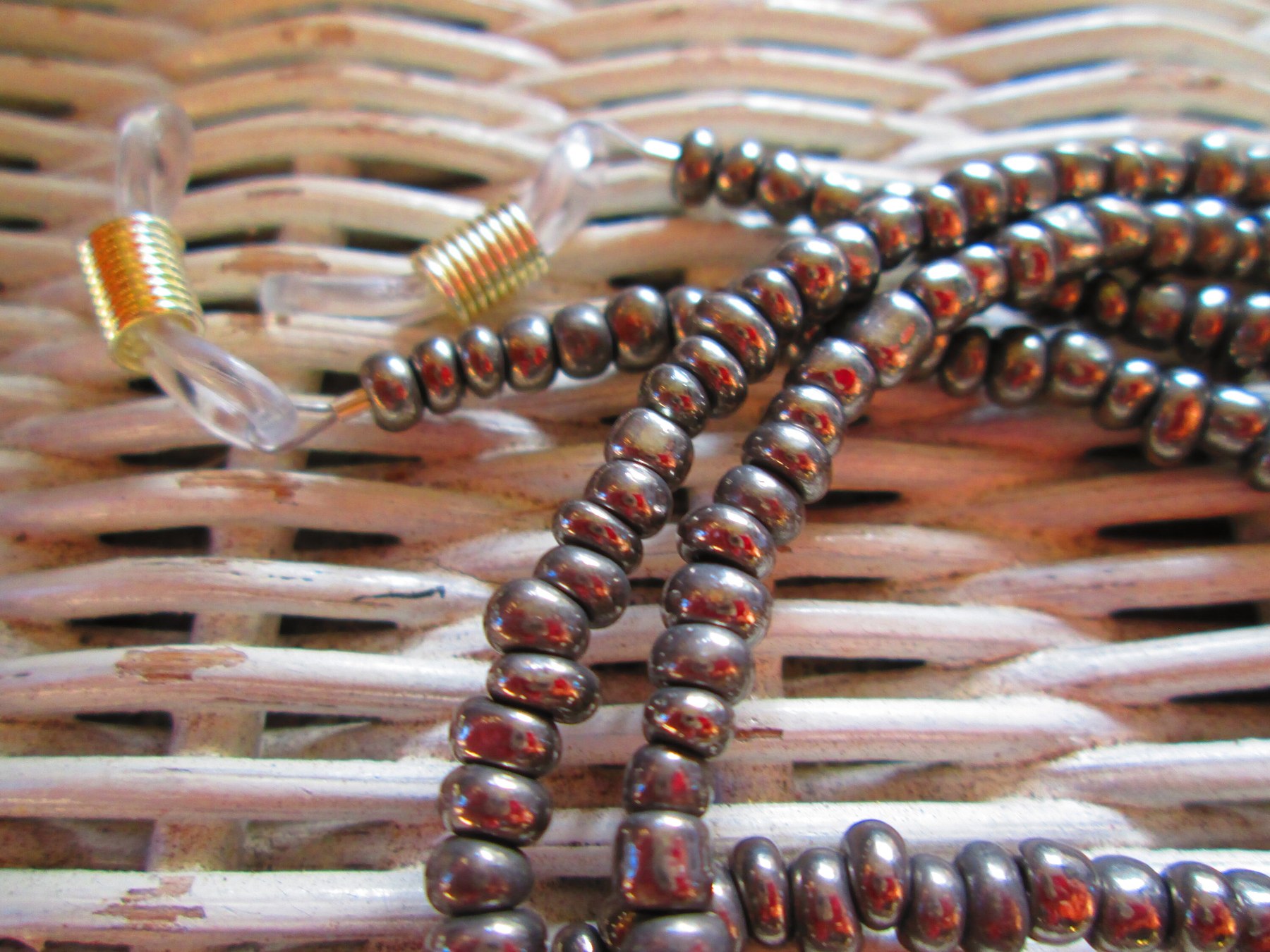 Handmade Silver Iris Beaded Eyeglass Chain, 1056, detail 2