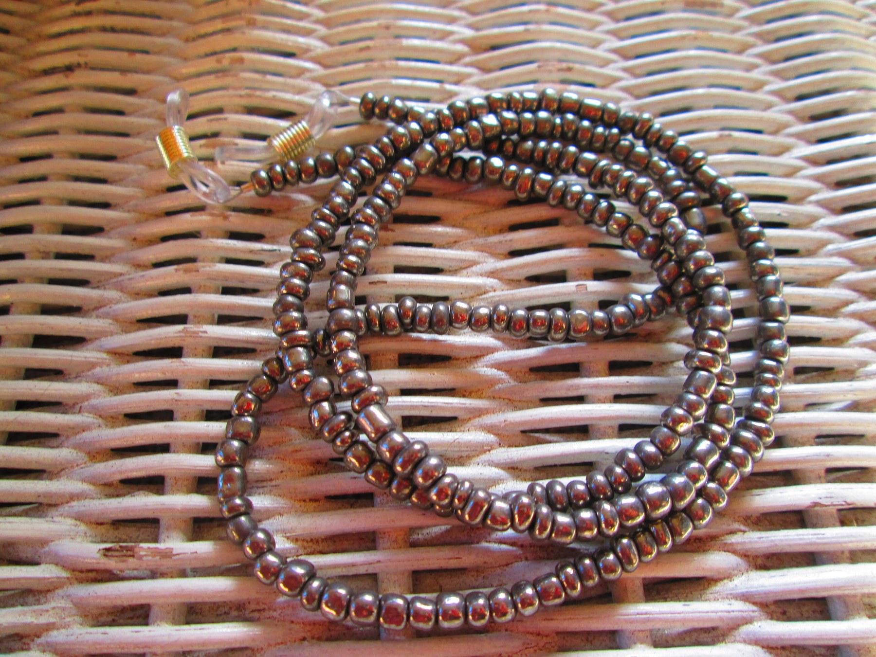 Handmade Silver Iris Beaded Eyeglass Chain, 1056, detail 3