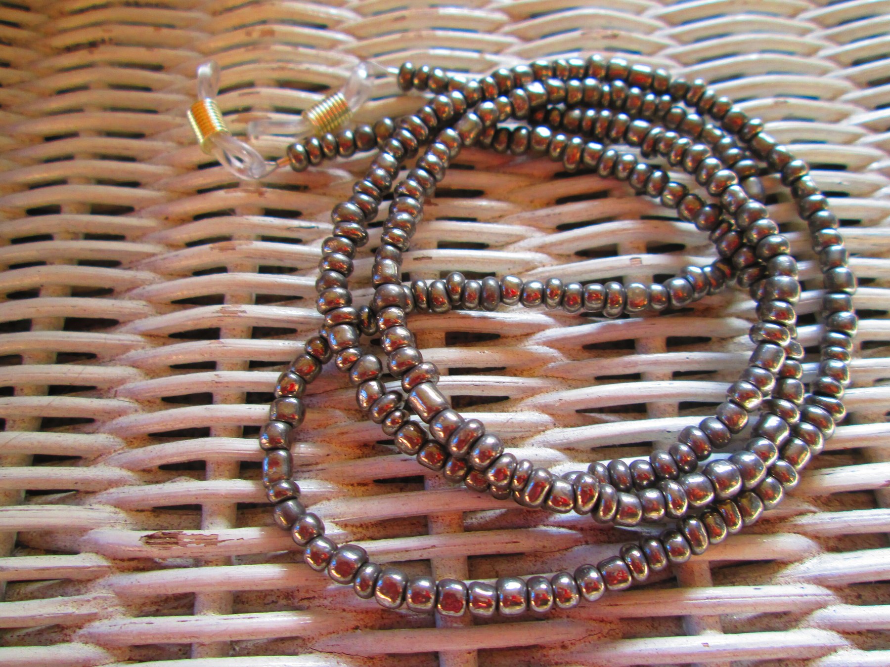 Handmade Silver Iris Beaded Eyeglass Chain, 1056, detail 4