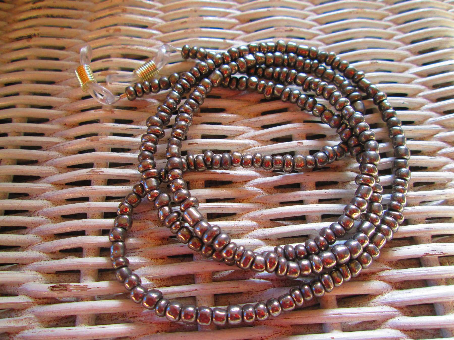 Handmade Silver Iris Beaded Eyeglass Chain, 1056, detail 5