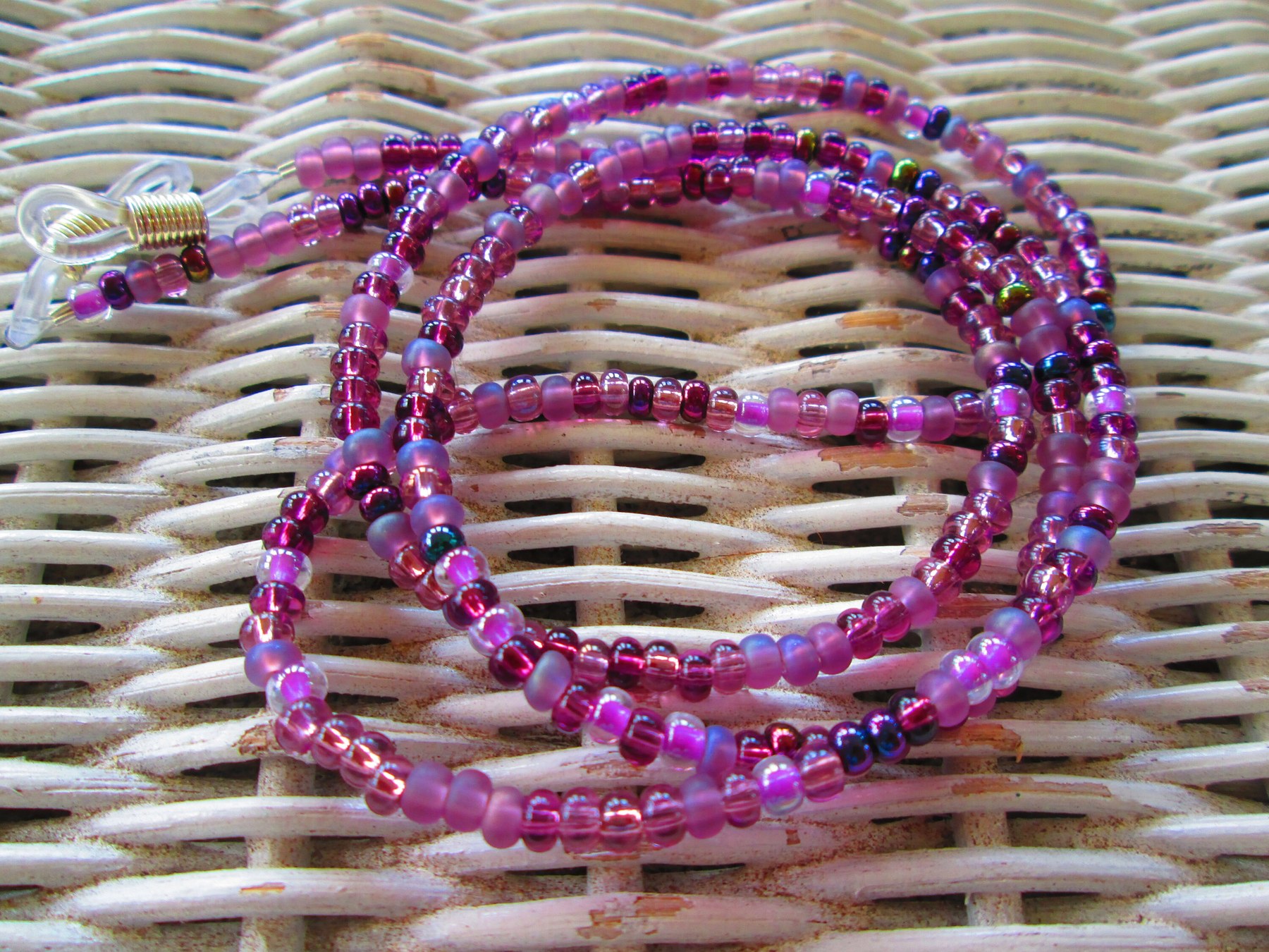 Eyeglass Chain, Purple Czech 6/0 E-beads glass beads, 1063, detail 2