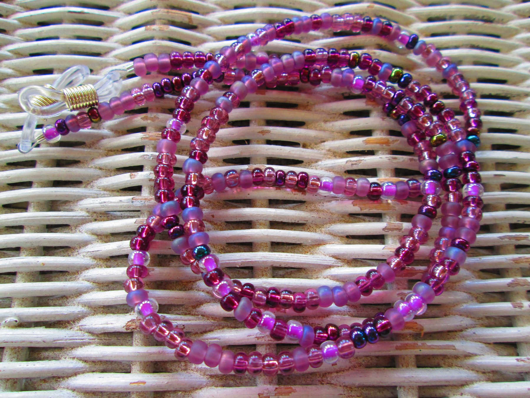 Eyeglass Chain, Purple Czech 6/0 E-beads glass beads, 1063, detail 3