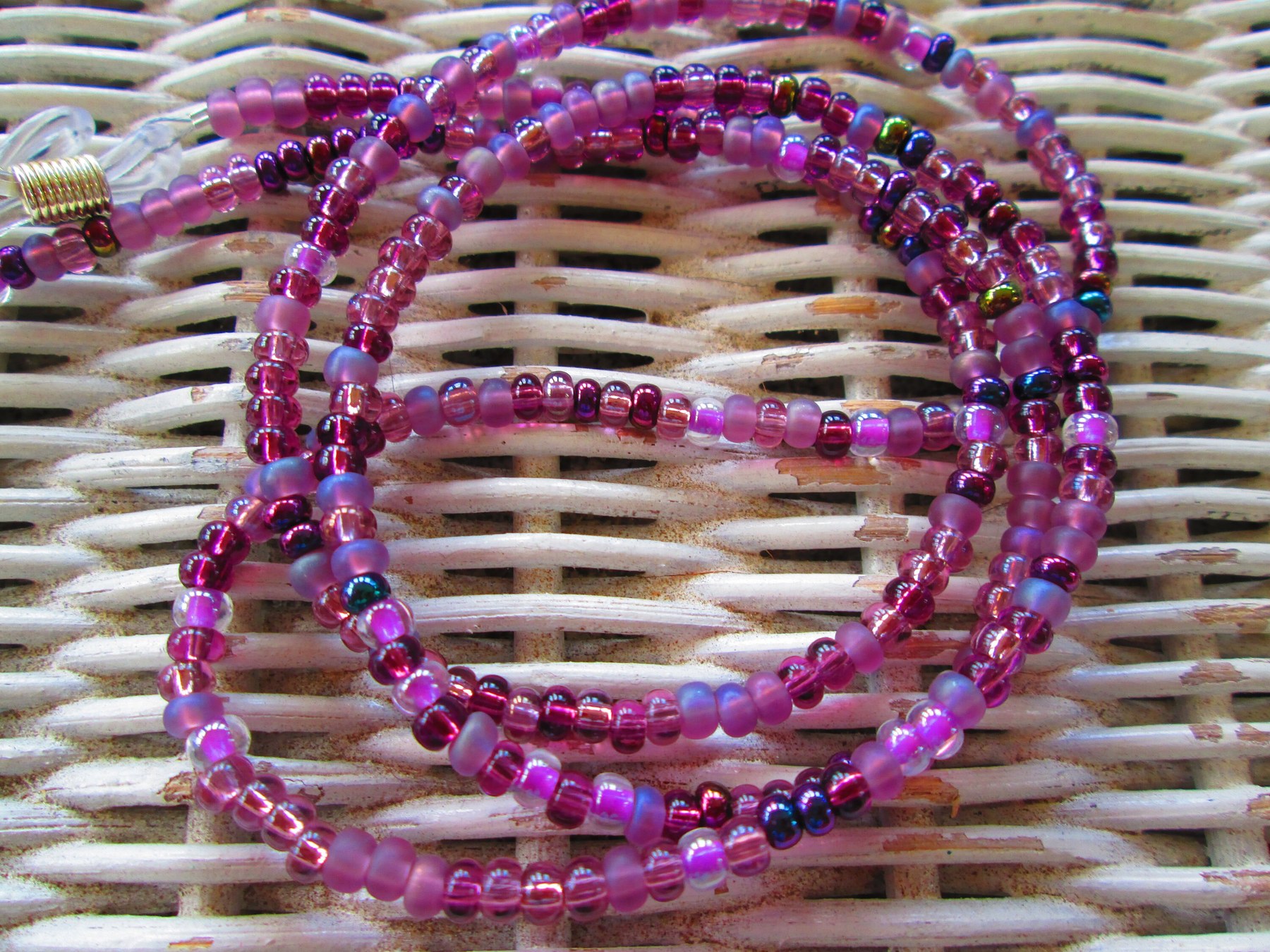 Eyeglass Chain, Purple Czech 6/0 E-beads glass beads, 1063, detail 4
