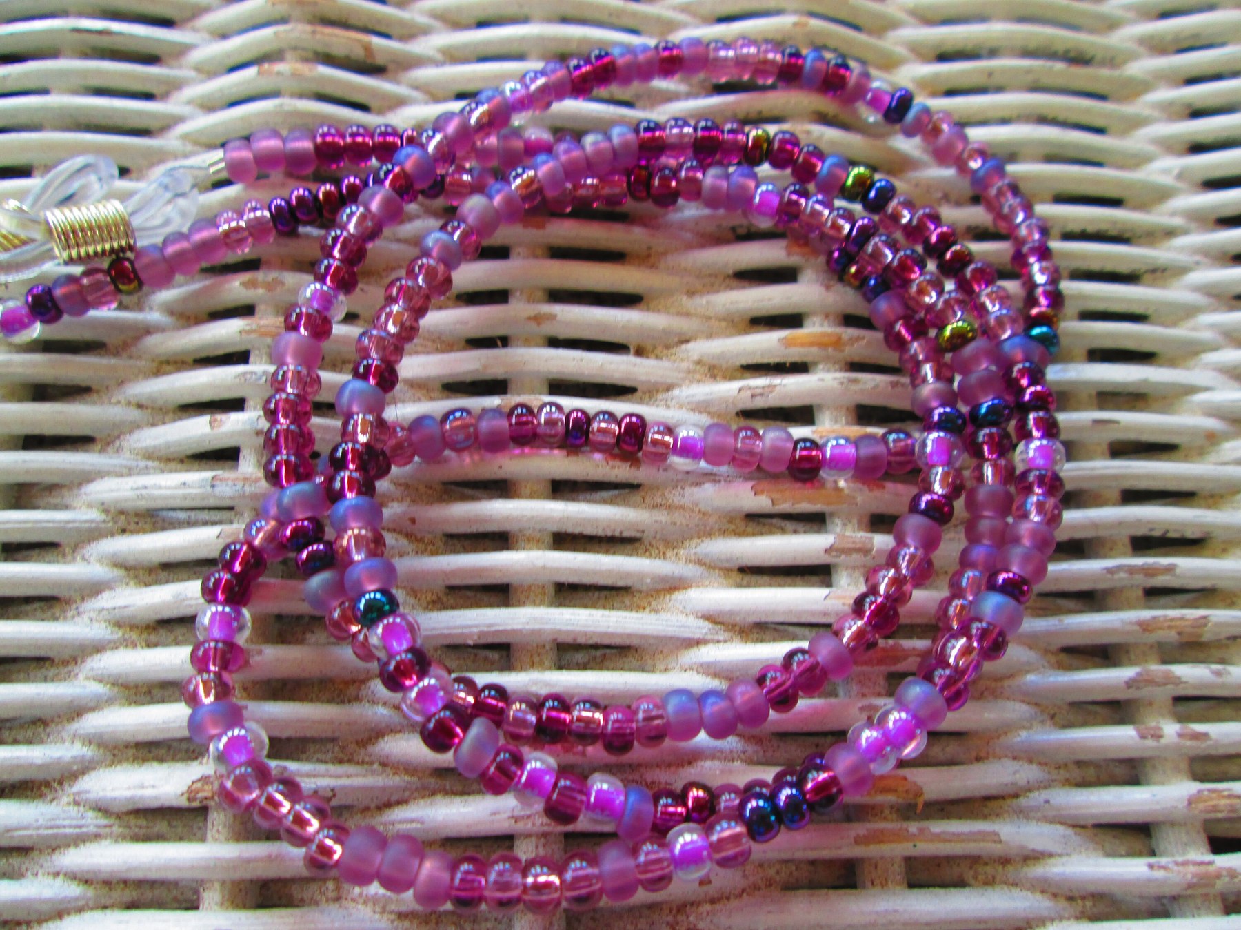 Eyeglass Chain, Purple Czech 6/0 E-beads glass beads, 1063, detail 5