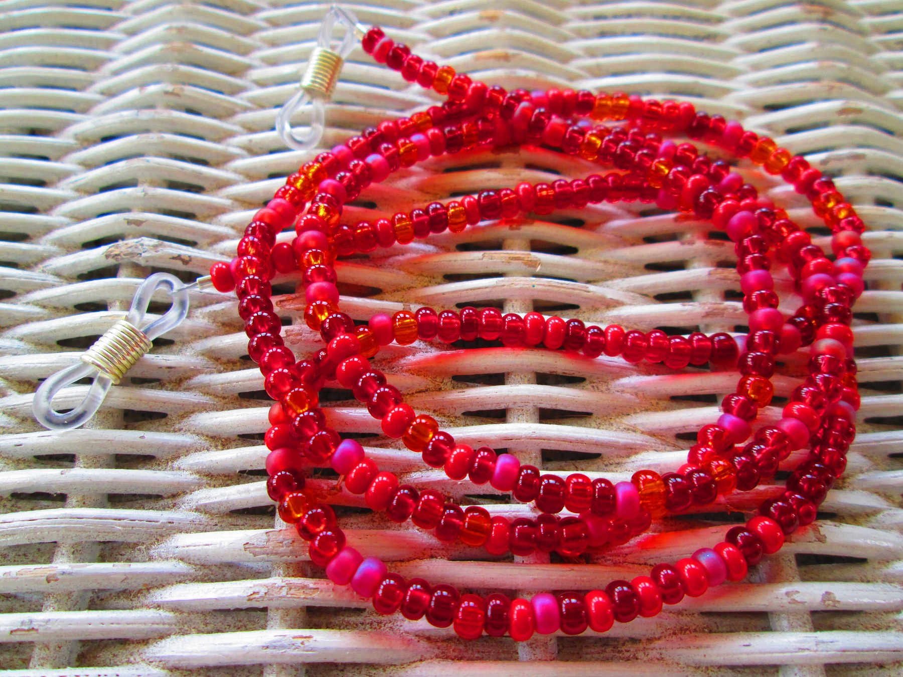 Eyeglass Chain, Red Czech 6/0 E Beaded Glasses Chain, 1064