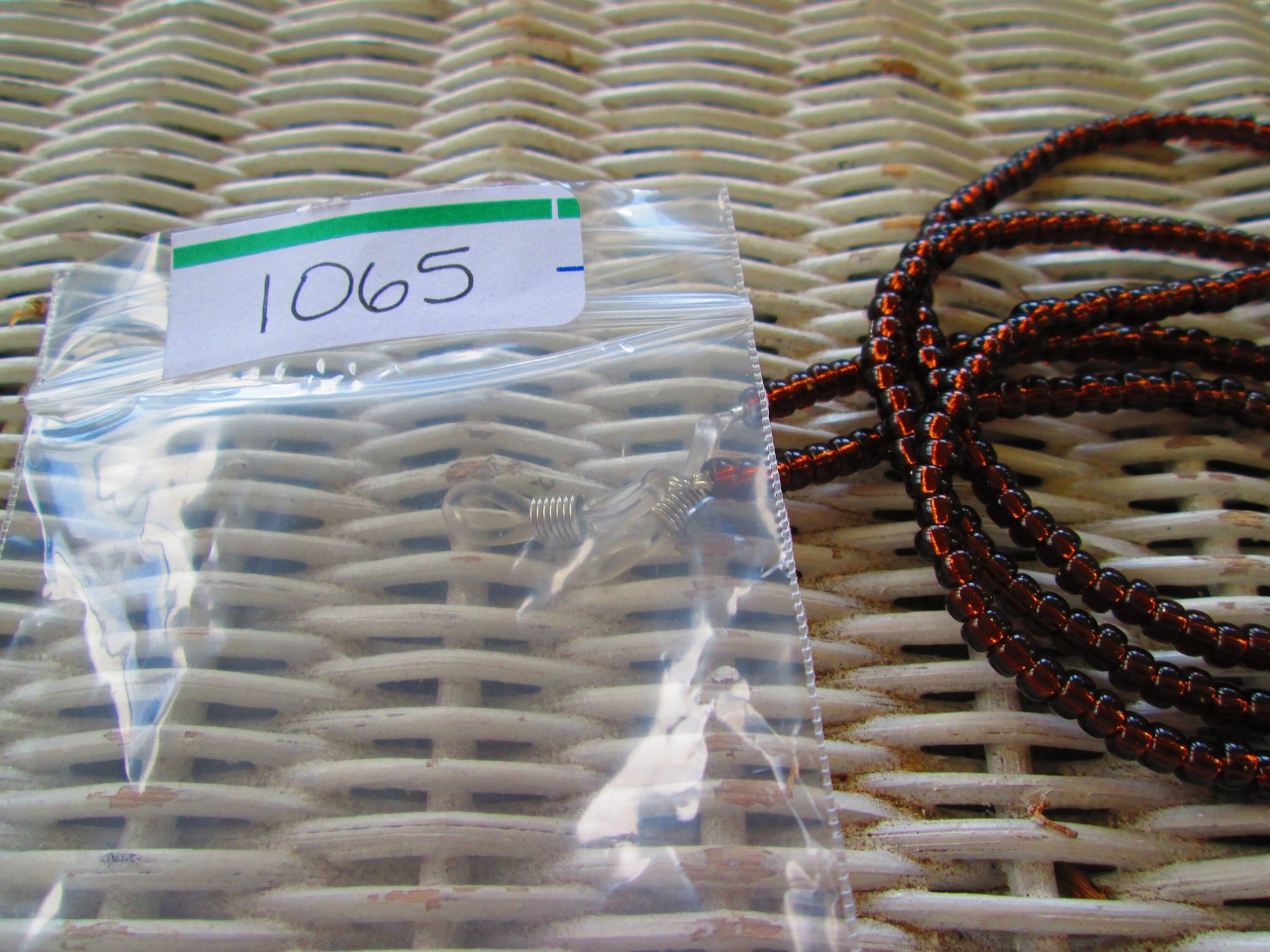 Eyeglass Chain, Red Czech 6/0 E Beaded Glasses Chain, 1064, detail 5