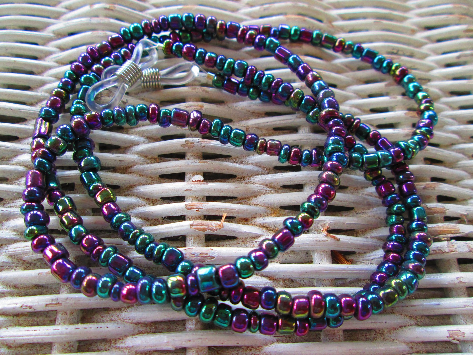 Eyeglass Chain, Multi Iris 6/0 seed Beaded Glasses Chain, 1066