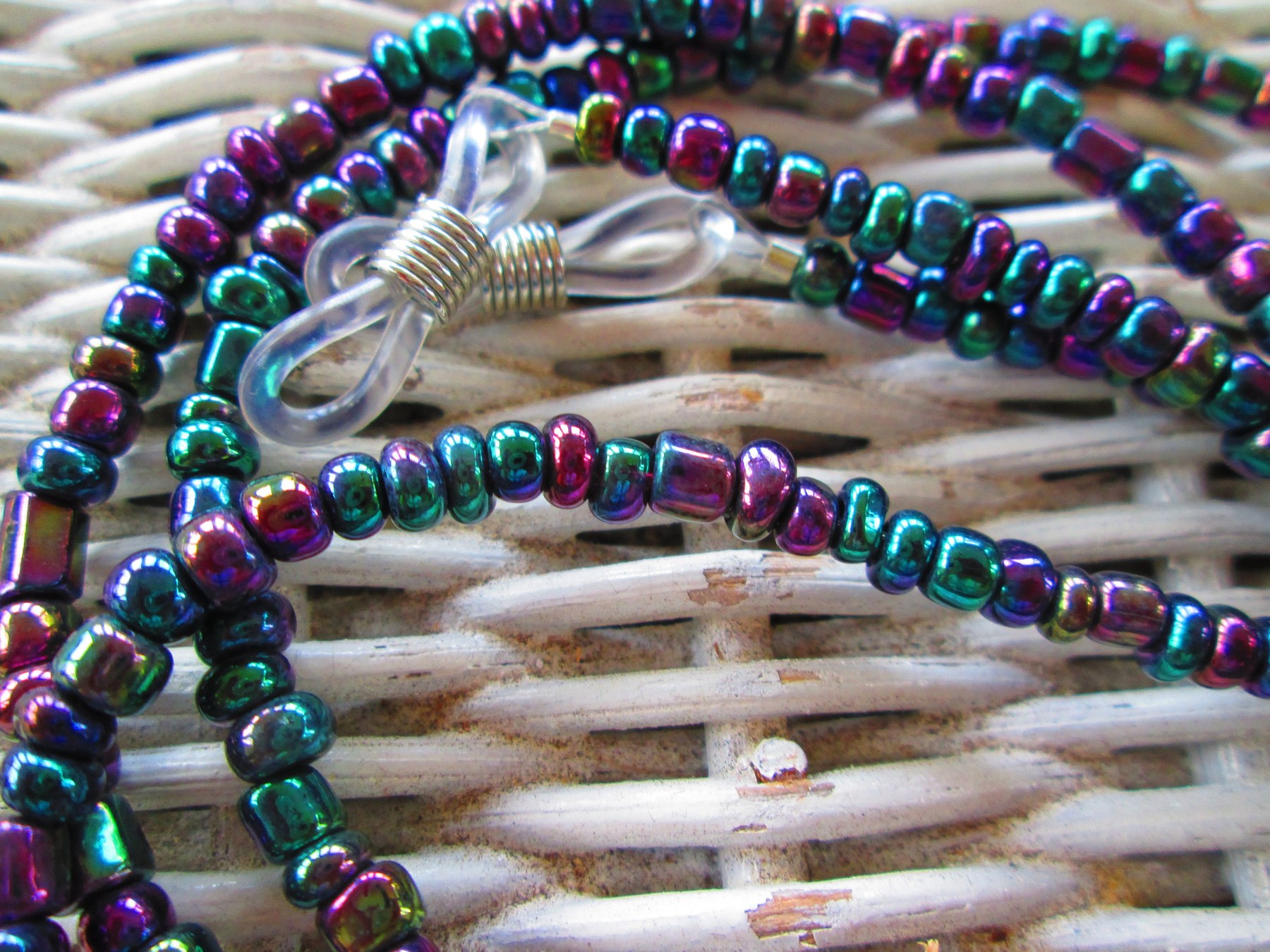 Eyeglass Chain, Multi Iris 6/0 seed Beaded Glasses Chain, 1066, detail 4