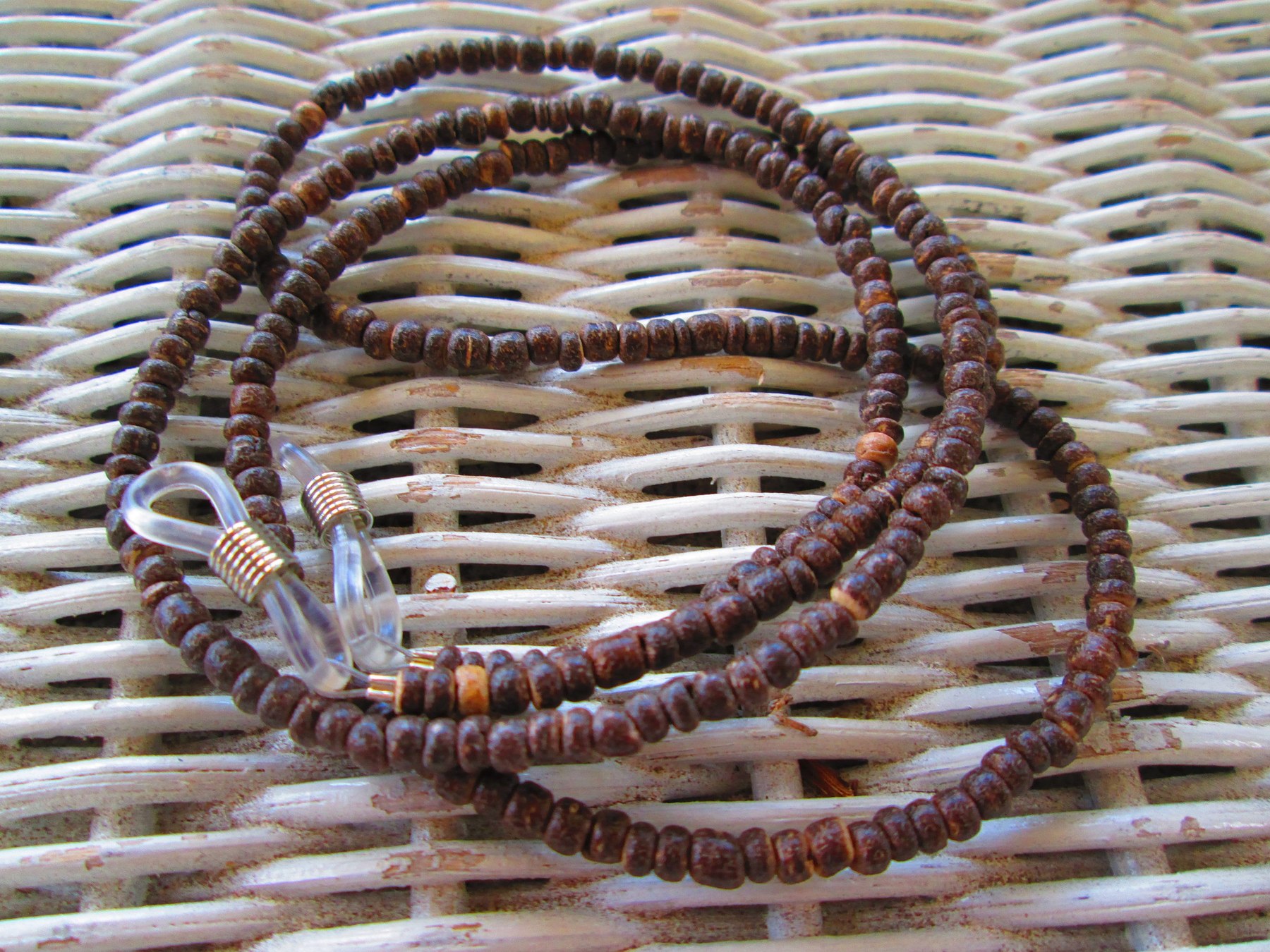 Eyeglass Chain, Brown Wood Rondell 4mm eye glasses chain, 1070